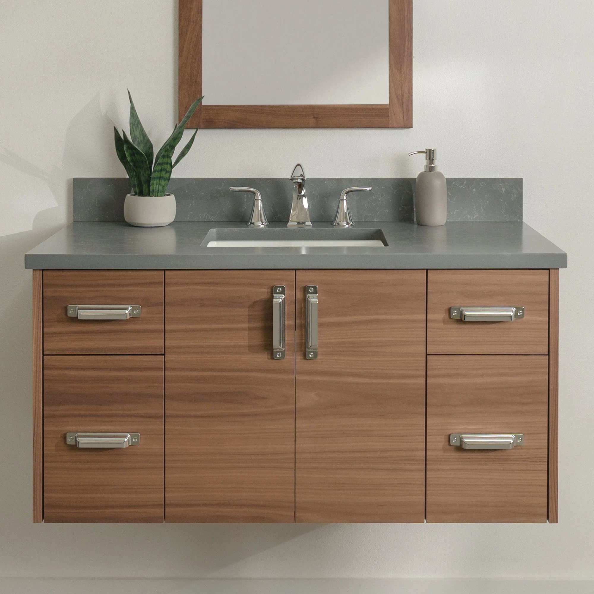 Austin Stainless 42" Wall Mount American Black Walnut Bathroom Vanity - Image 20