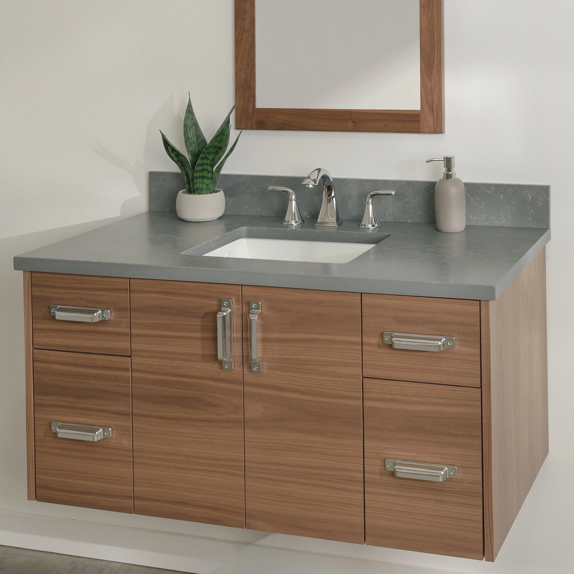 Austin Stainless 42" Wall Mount American Black Walnut Bathroom Vanity - Image 21