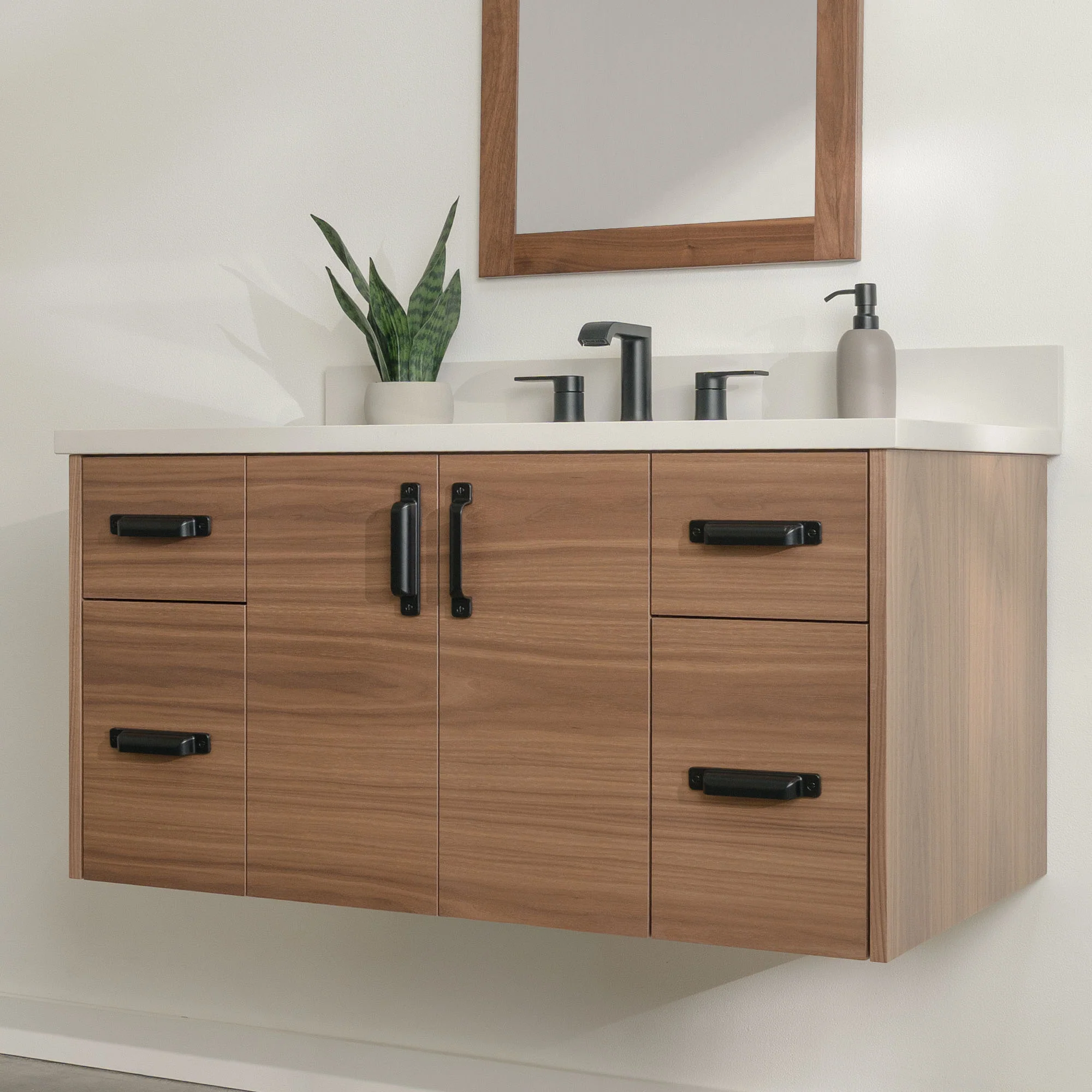 Austin Stainless 42" Wall Mount American Black Walnut Bathroom Vanity - Image 3