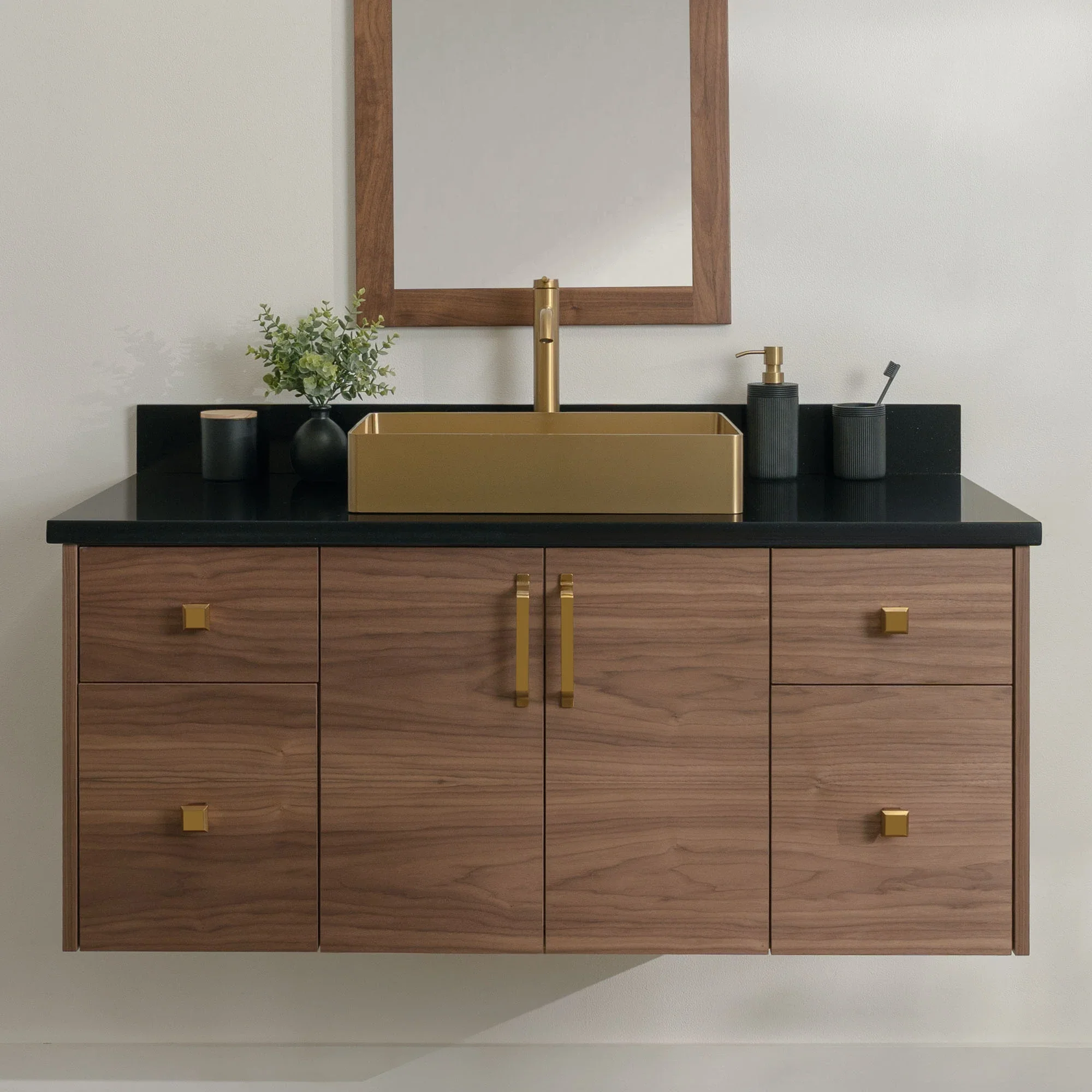 Austin Stainless 48" Wall Mount American Black Walnut Bathroom Vanity - Image 16