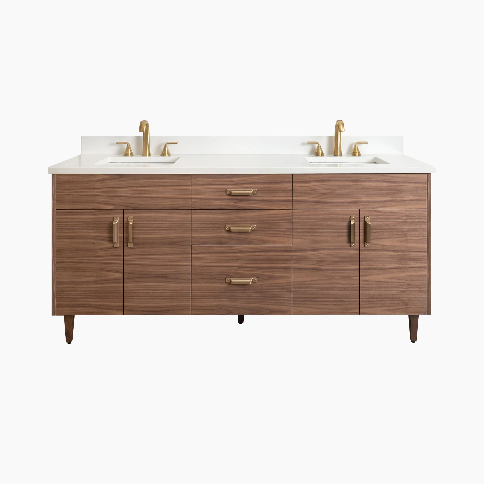 Austin Stainless SLIM 72" American Black Walnut Bathroom Vanity, Double Sink