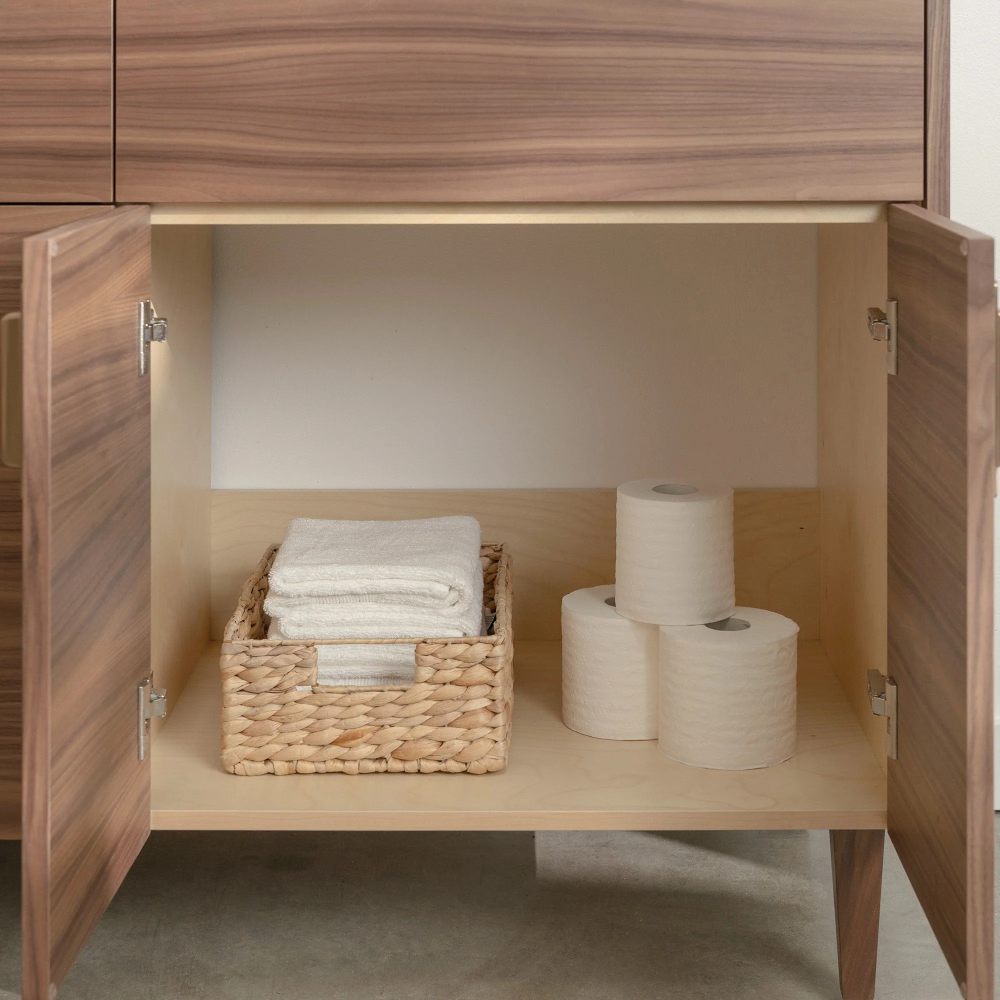 Austin Stainless SLIM 72" American Black Walnut Bathroom Vanity, Double Sink - Image 11