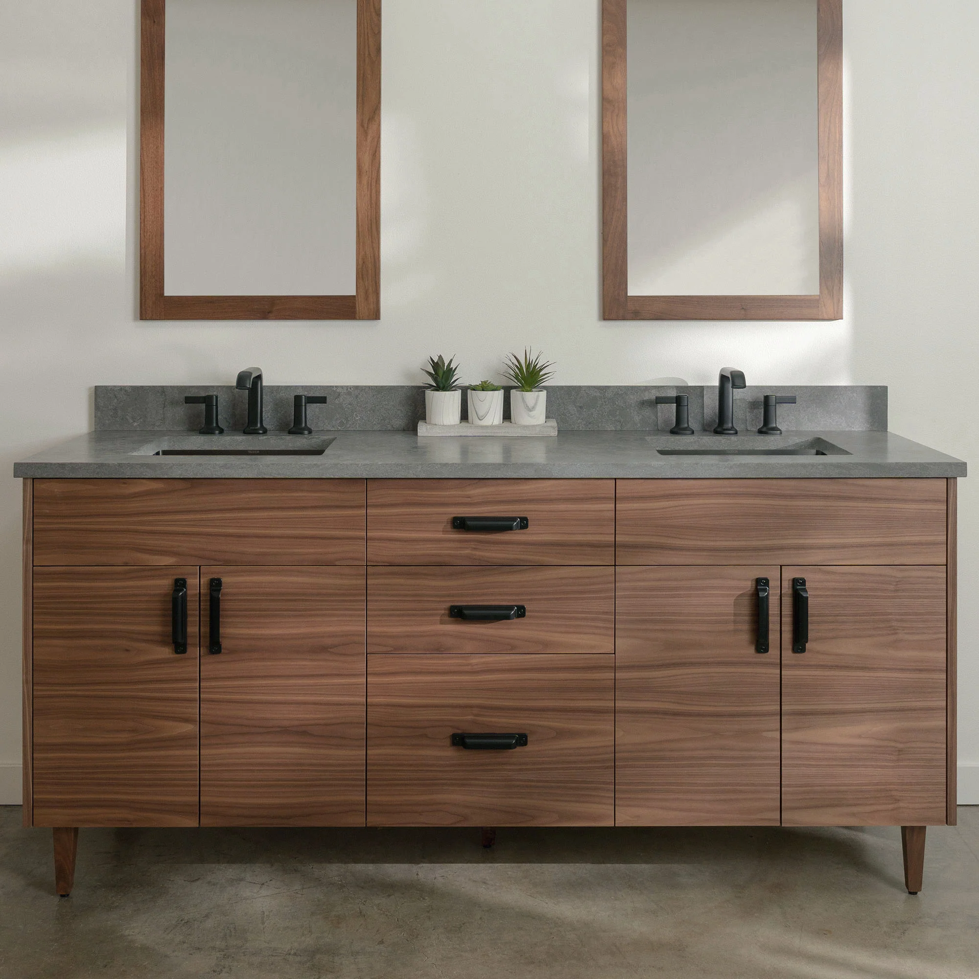 Austin Stainless SLIM 72" American Black Walnut Bathroom Vanity, Double Sink - Image 14