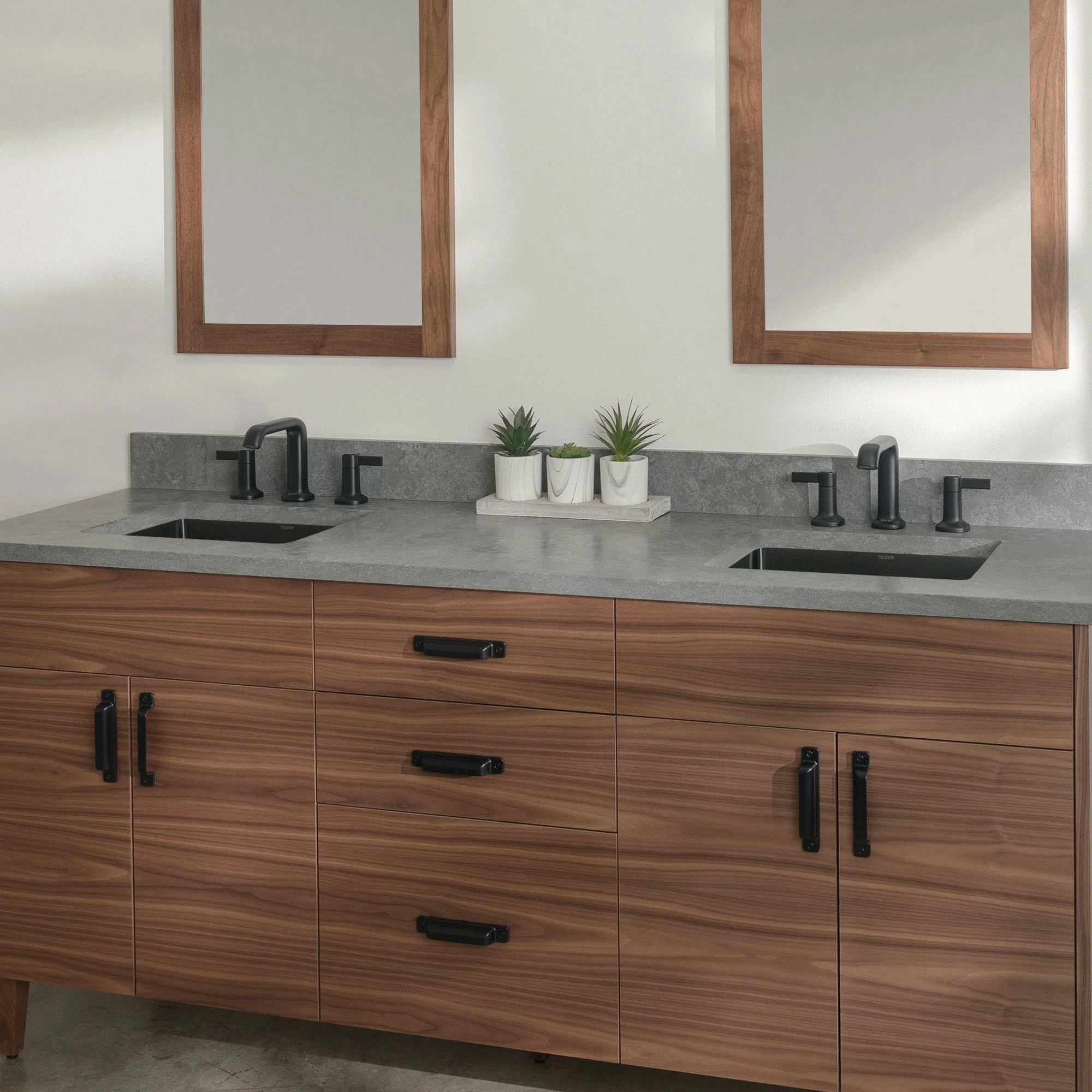 Austin Stainless SLIM 72" American Black Walnut Bathroom Vanity, Double Sink - Image 15