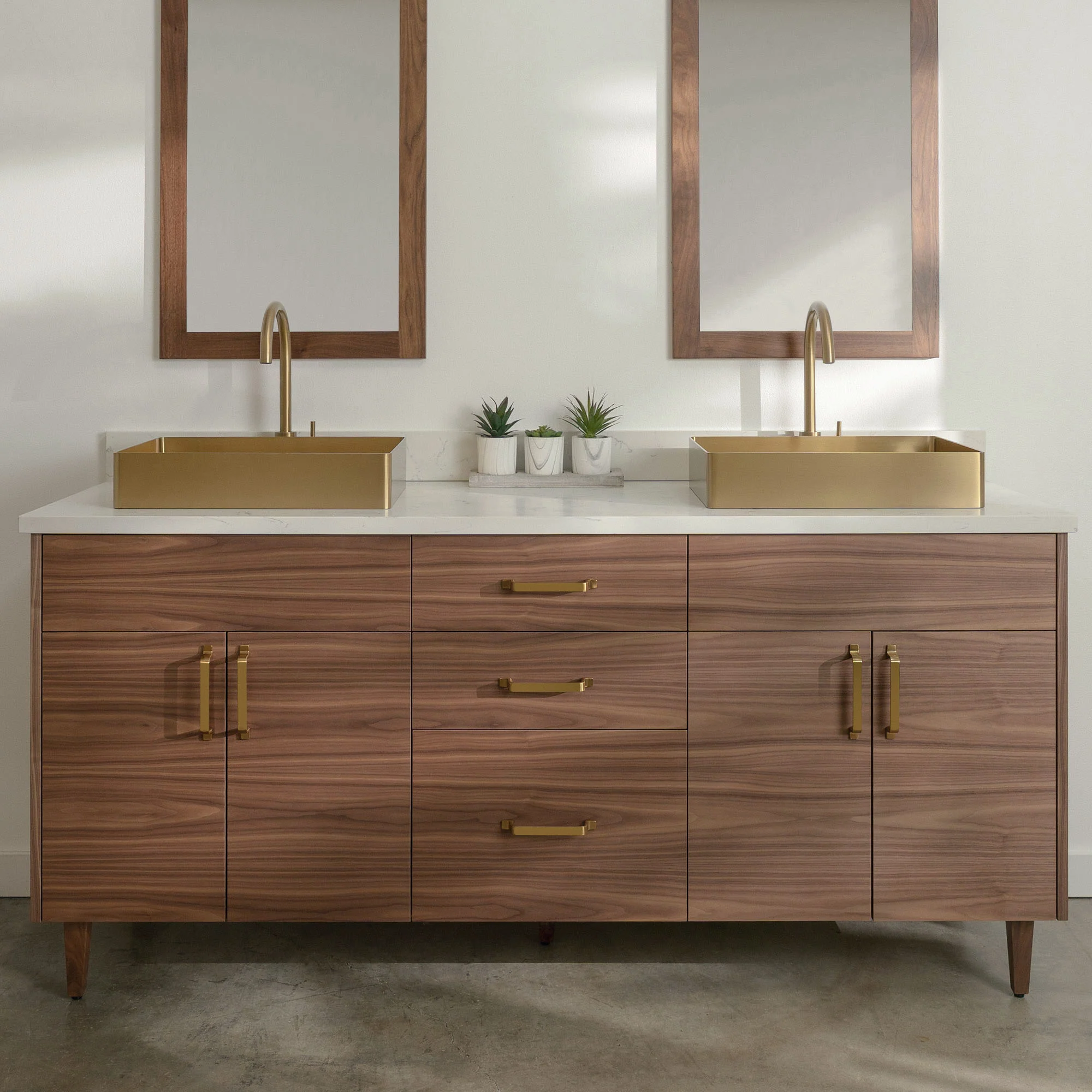 Austin Stainless SLIM 72" American Black Walnut Bathroom Vanity, Double Sink - Image 16