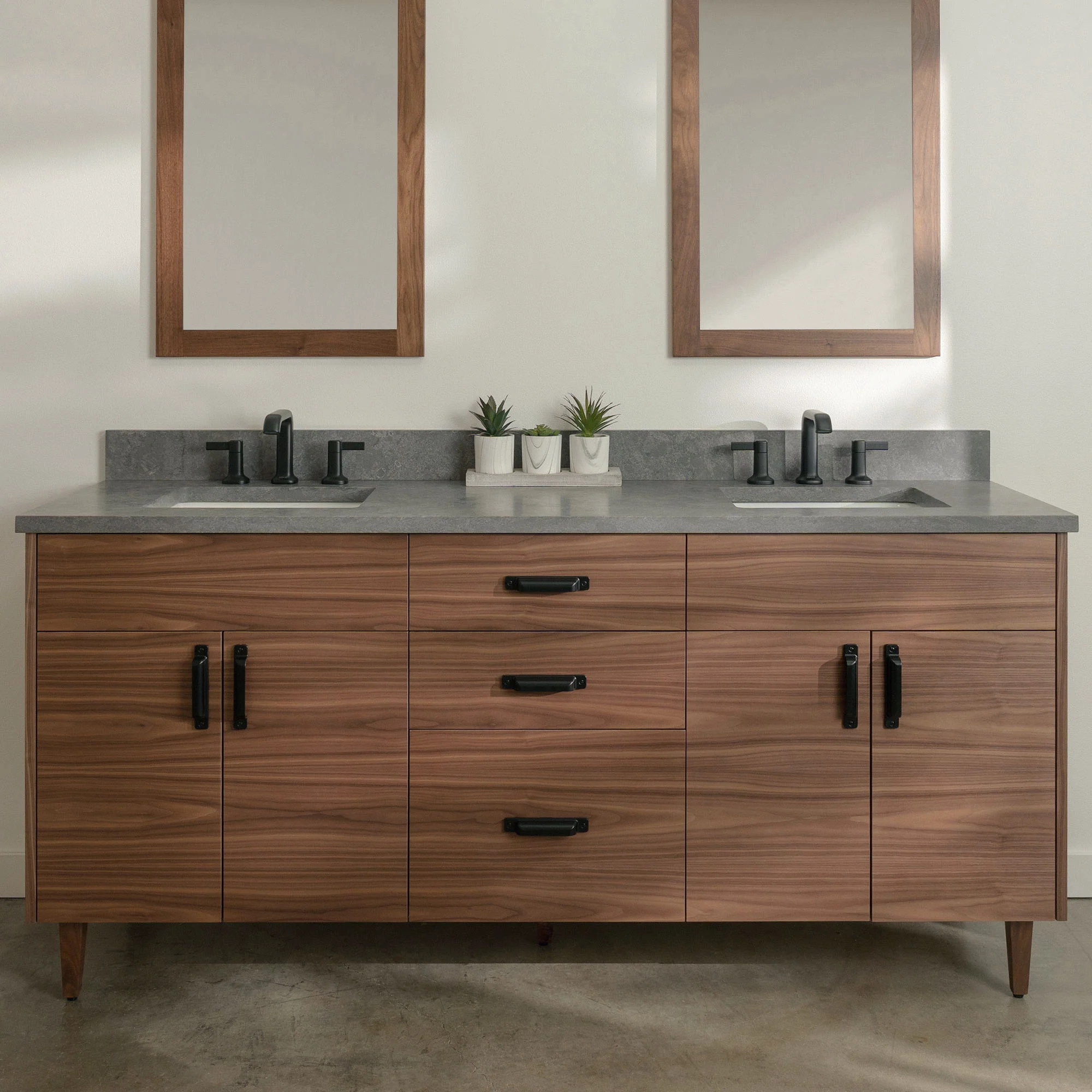 Austin Stainless SLIM 72" American Black Walnut Bathroom Vanity, Double Sink - Image 18