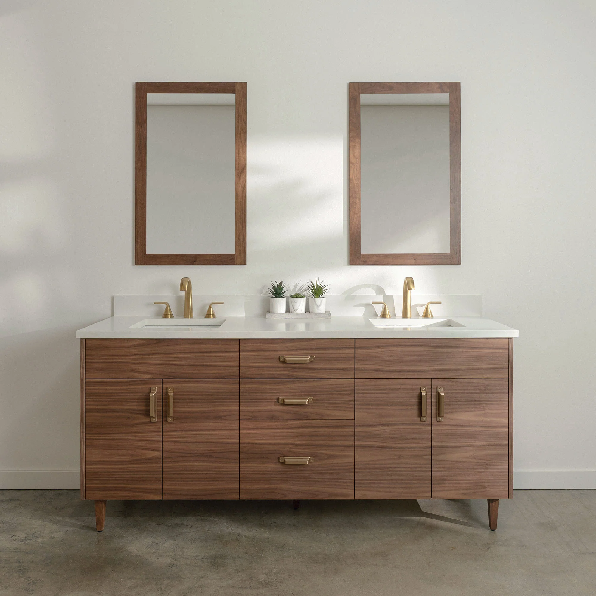 Austin Stainless SLIM 72" American Black Walnut Bathroom Vanity, Double Sink - Image 2