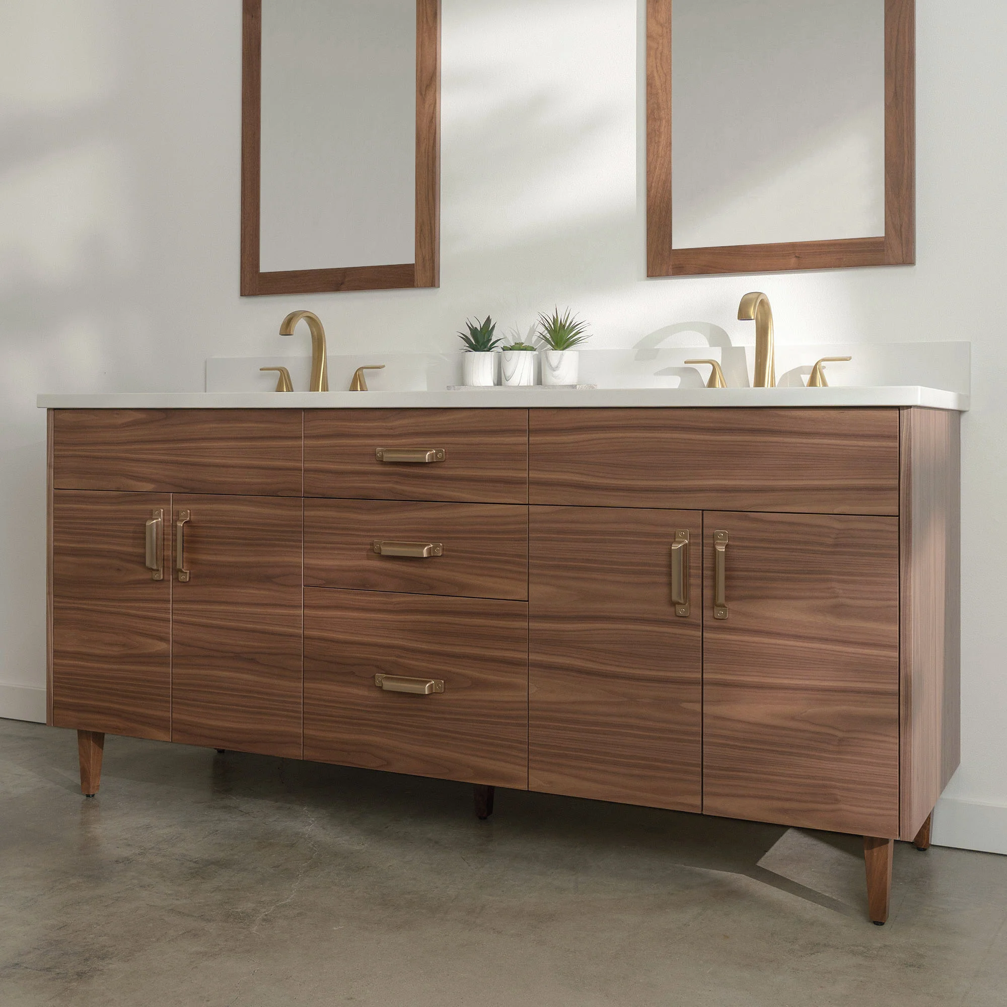 Austin Stainless SLIM 72" American Black Walnut Bathroom Vanity, Double Sink - Image 3