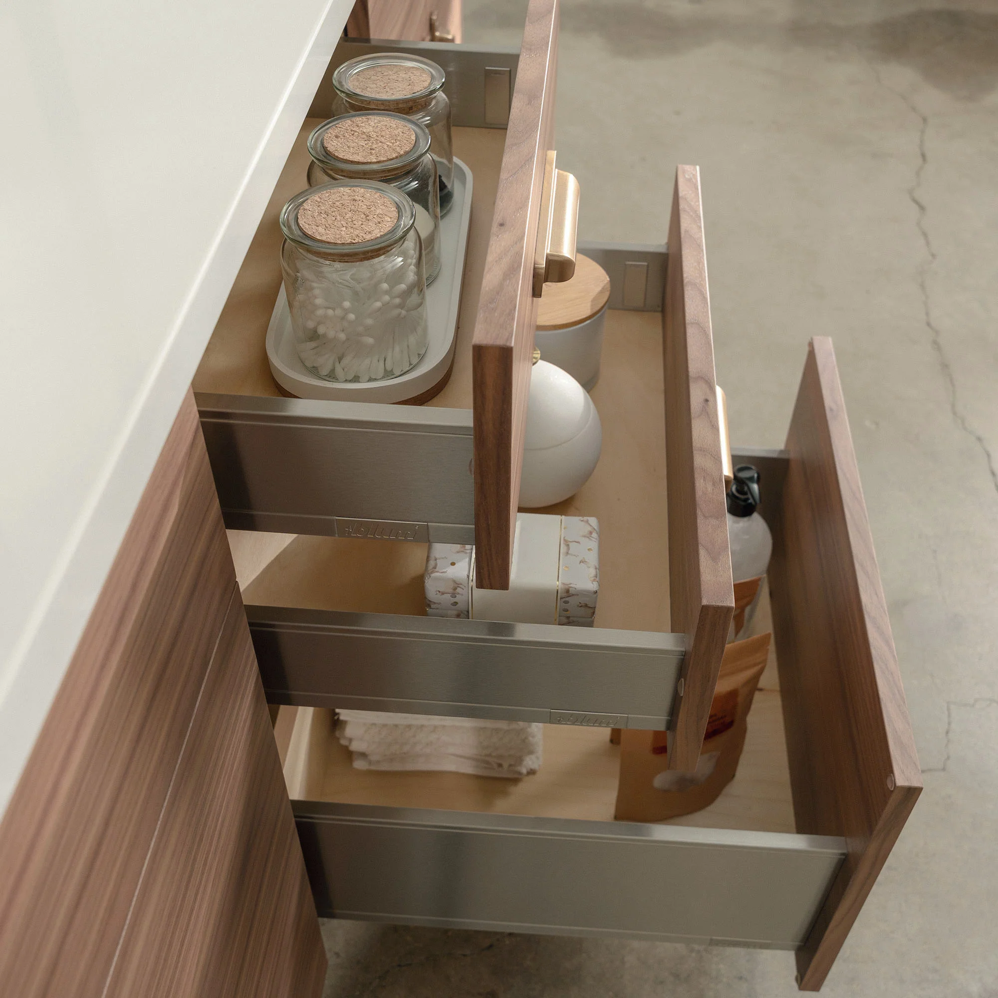 Austin Stainless SLIM 72" American Black Walnut Bathroom Vanity, Double Sink - Image 9