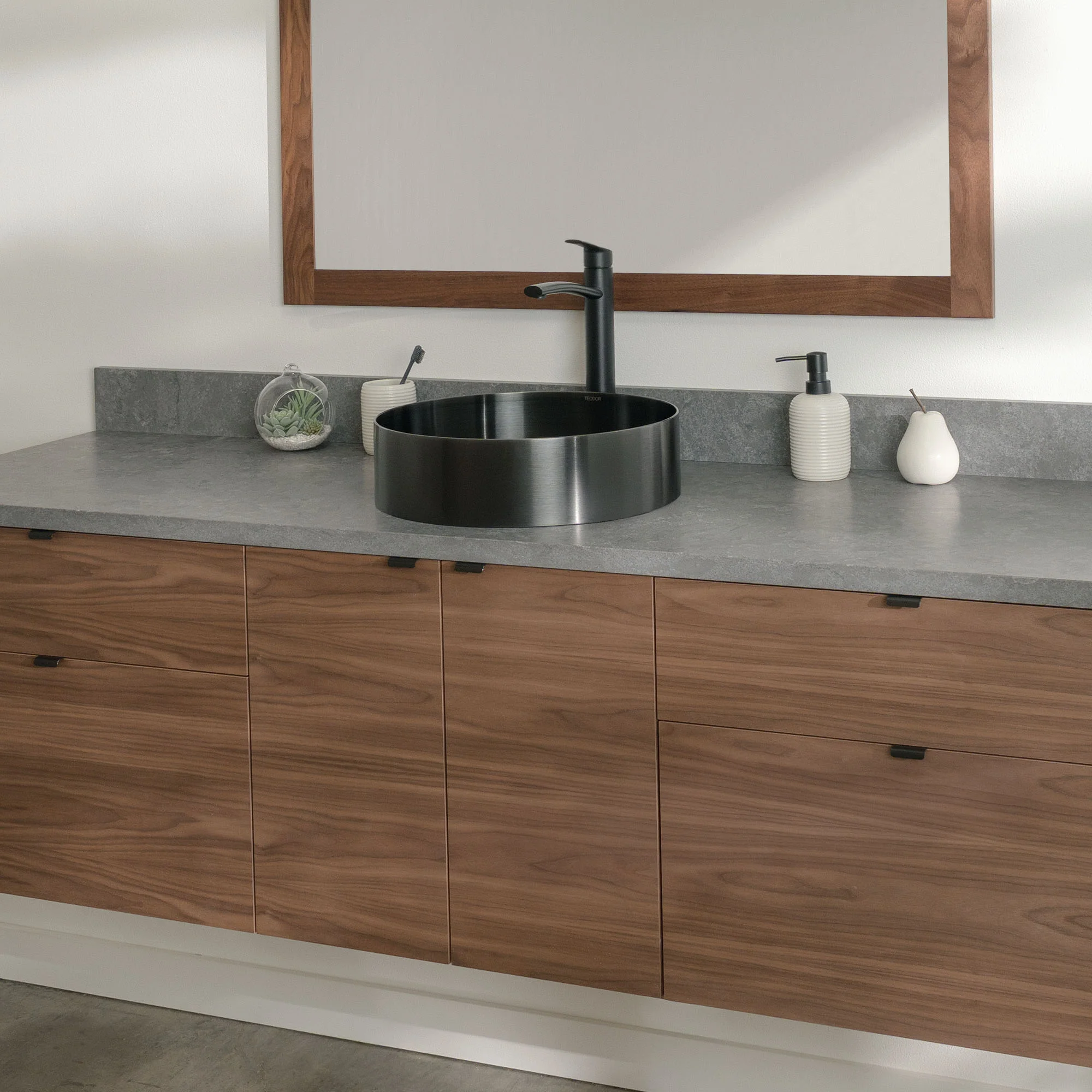 Austin Stainless 72" Wall Mount American Black Walnut Bathroom Vanity - Image 13