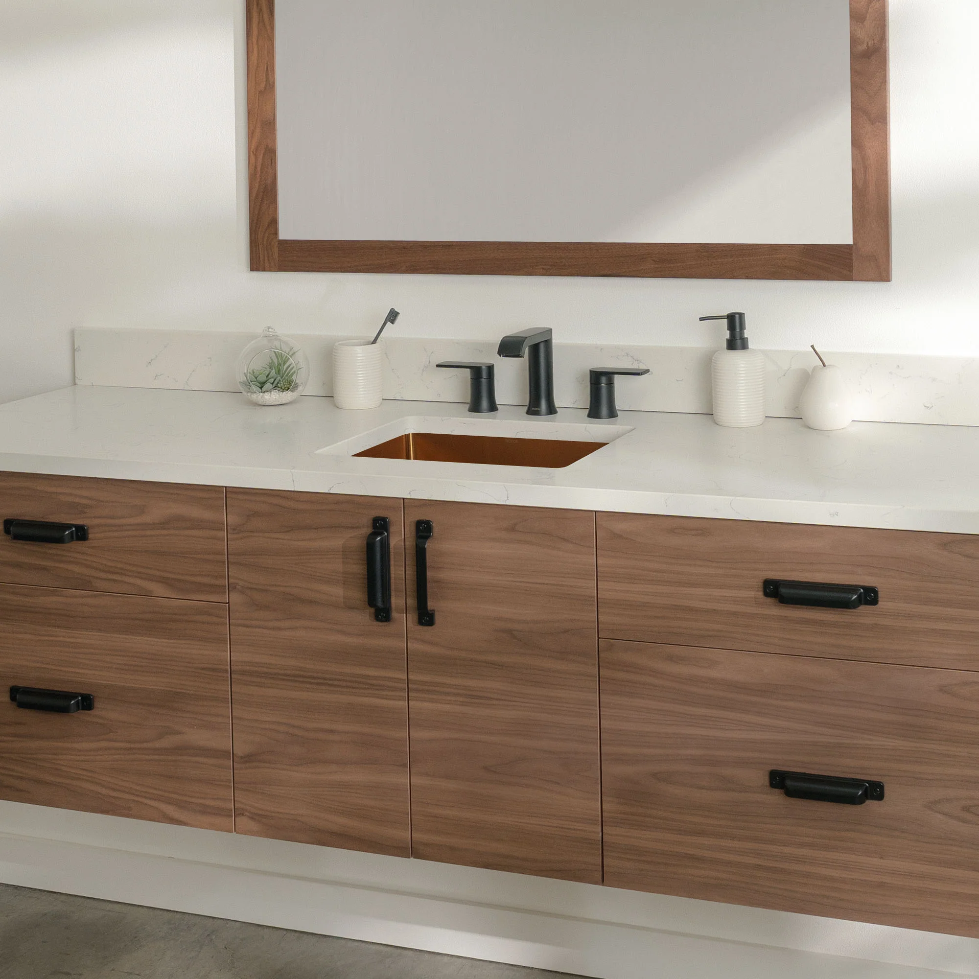 Austin Stainless 72" Wall Mount American Black Walnut Bathroom Vanity - Image 15