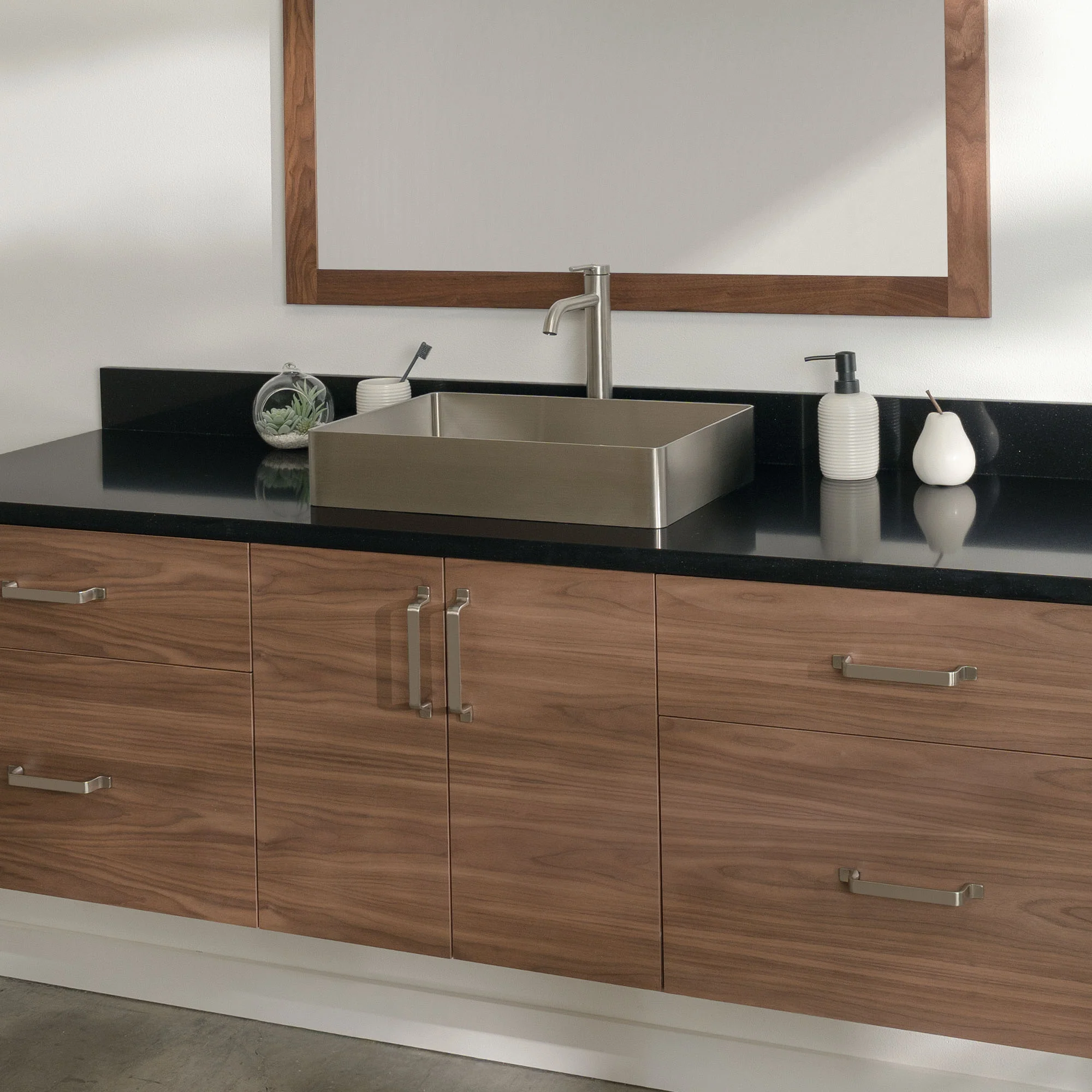 Austin Stainless 72" Wall Mount American Black Walnut Bathroom Vanity - Image 17