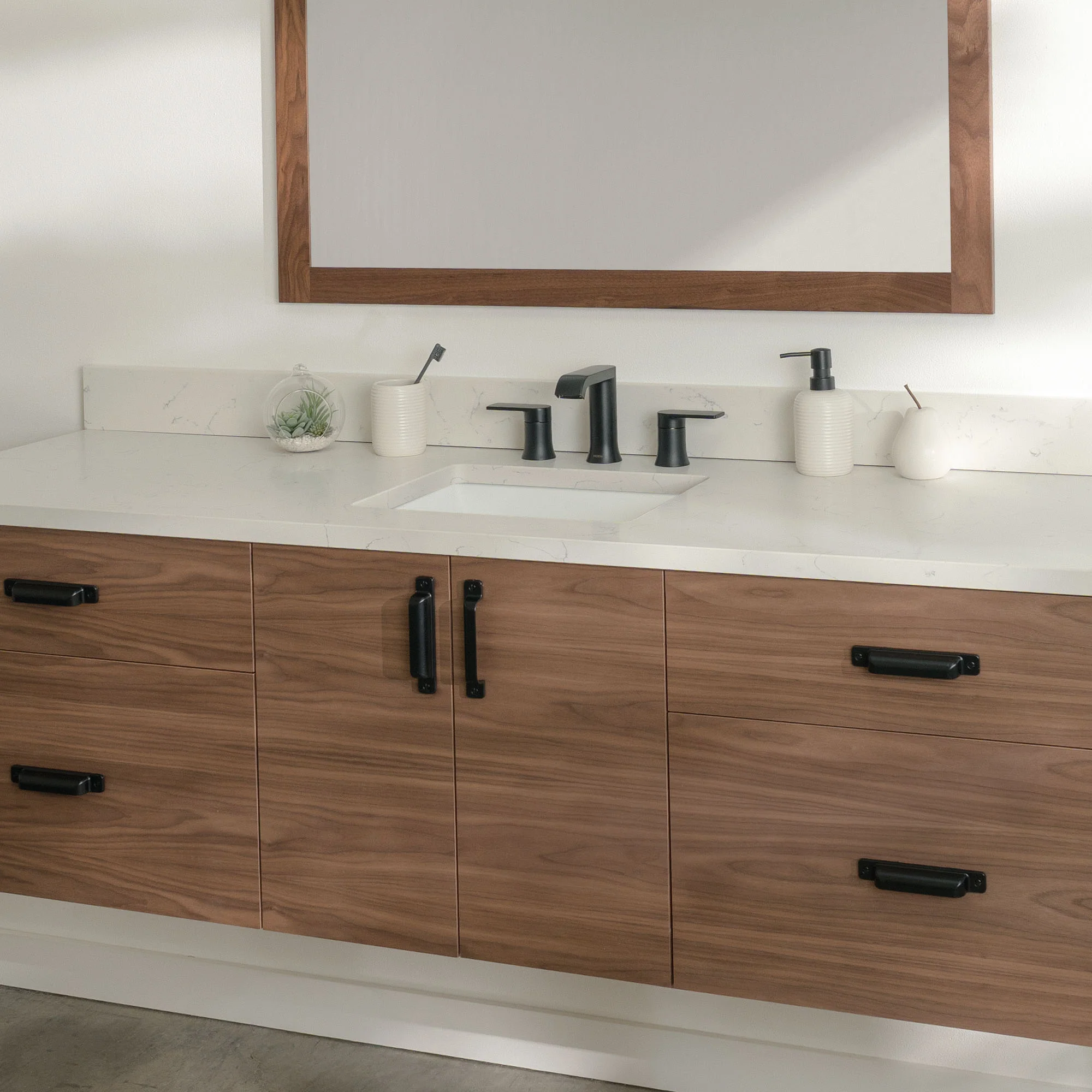 Austin Stainless 72" Wall Mount American Black Walnut Bathroom Vanity - Image 19