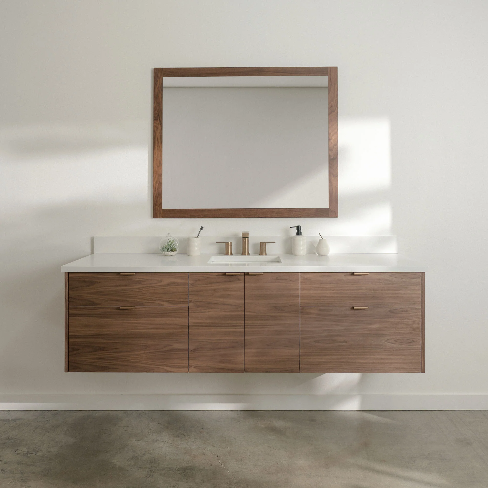 Austin Stainless 72" Wall Mount American Black Walnut Bathroom Vanity - Image 2