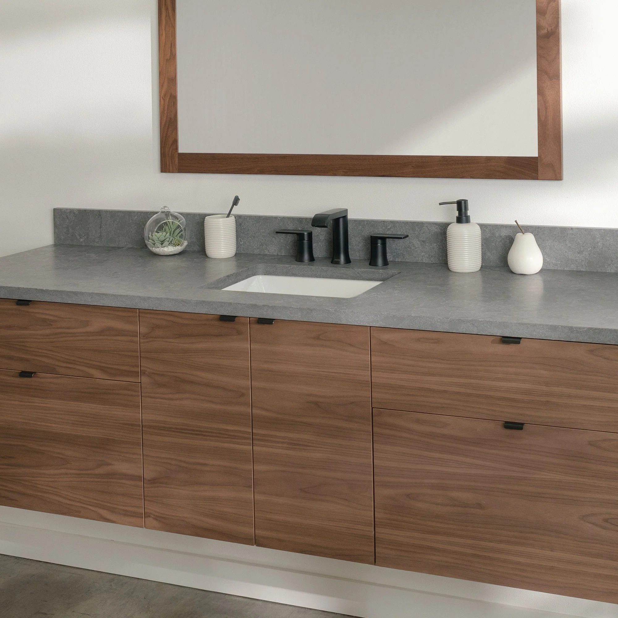 Austin Stainless 72" Wall Mount American Black Walnut Bathroom Vanity - Image 21