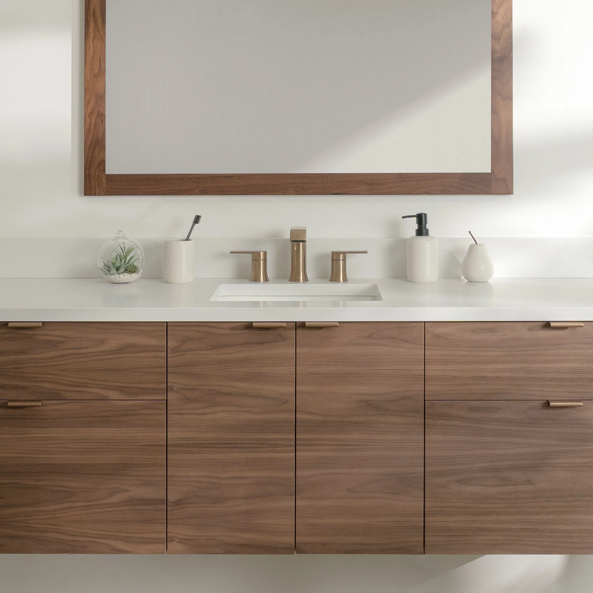 Austin Stainless 72" Wall Mount American Black Walnut Bathroom Vanity - Image 5