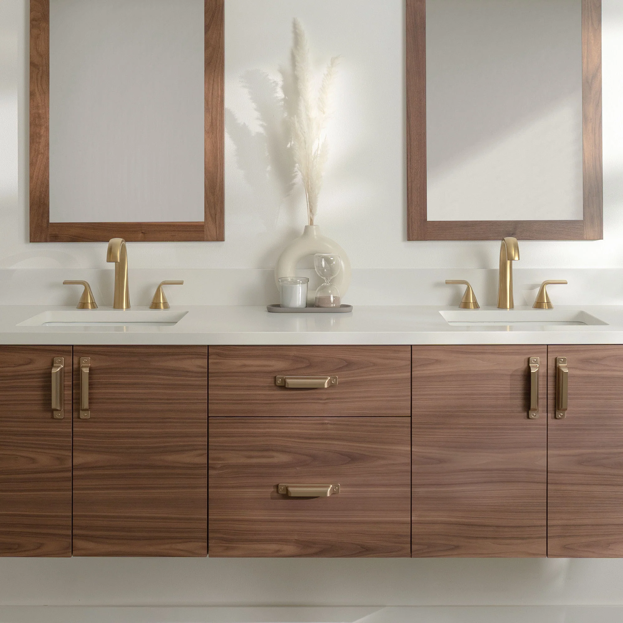 Austin Stainless SLIM 72" Wall Mount American Black Walnut Bathroom Vanity, Double Sink - Image 4