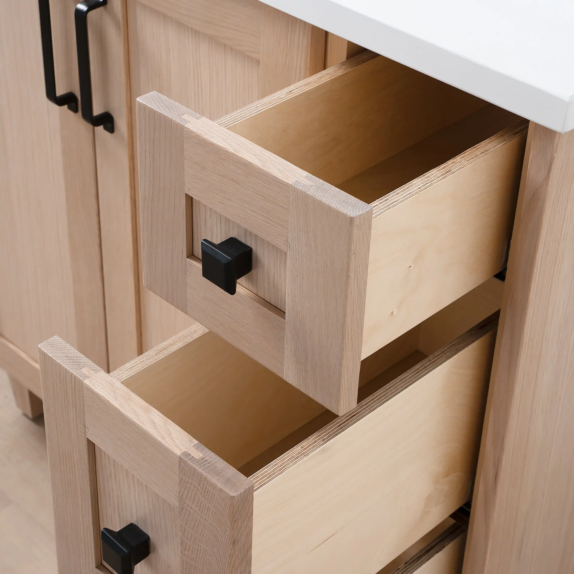 Bridgeport 36" White Oak Bathroom Vanity, Left Sink - Image 12