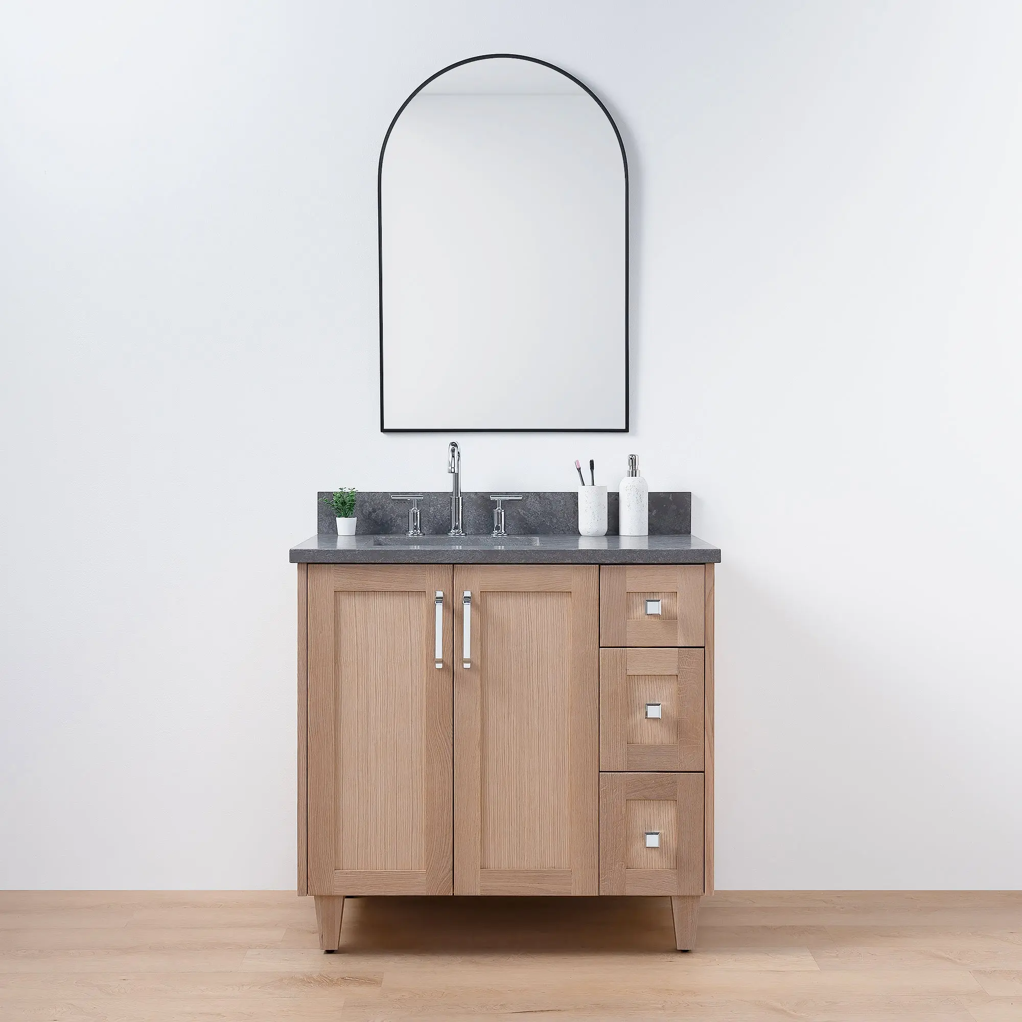Bridgeport 36" White Oak Bathroom Vanity, Left Sink - Image 17