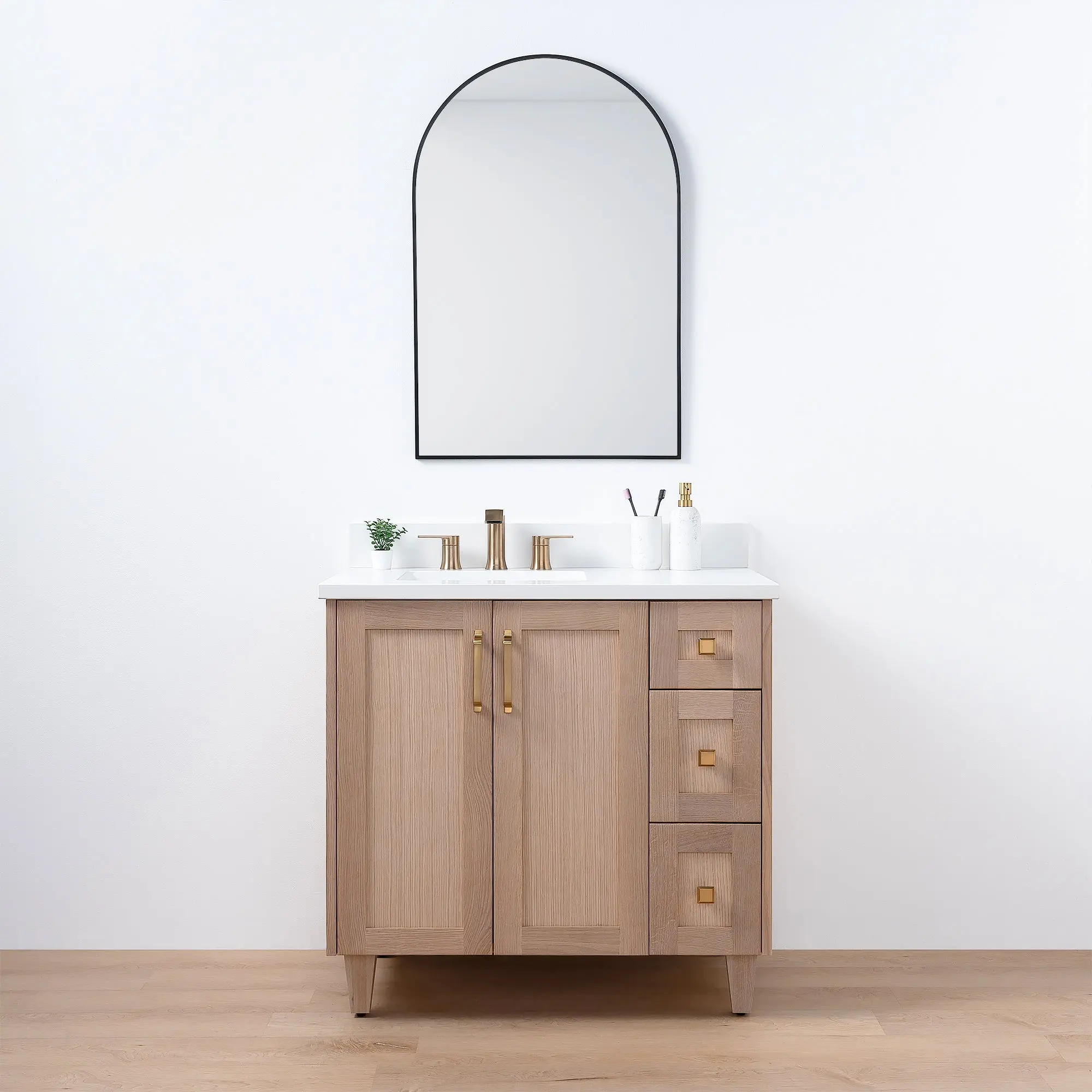 Bridgeport 36" White Oak Bathroom Vanity, Left Sink - Image 18