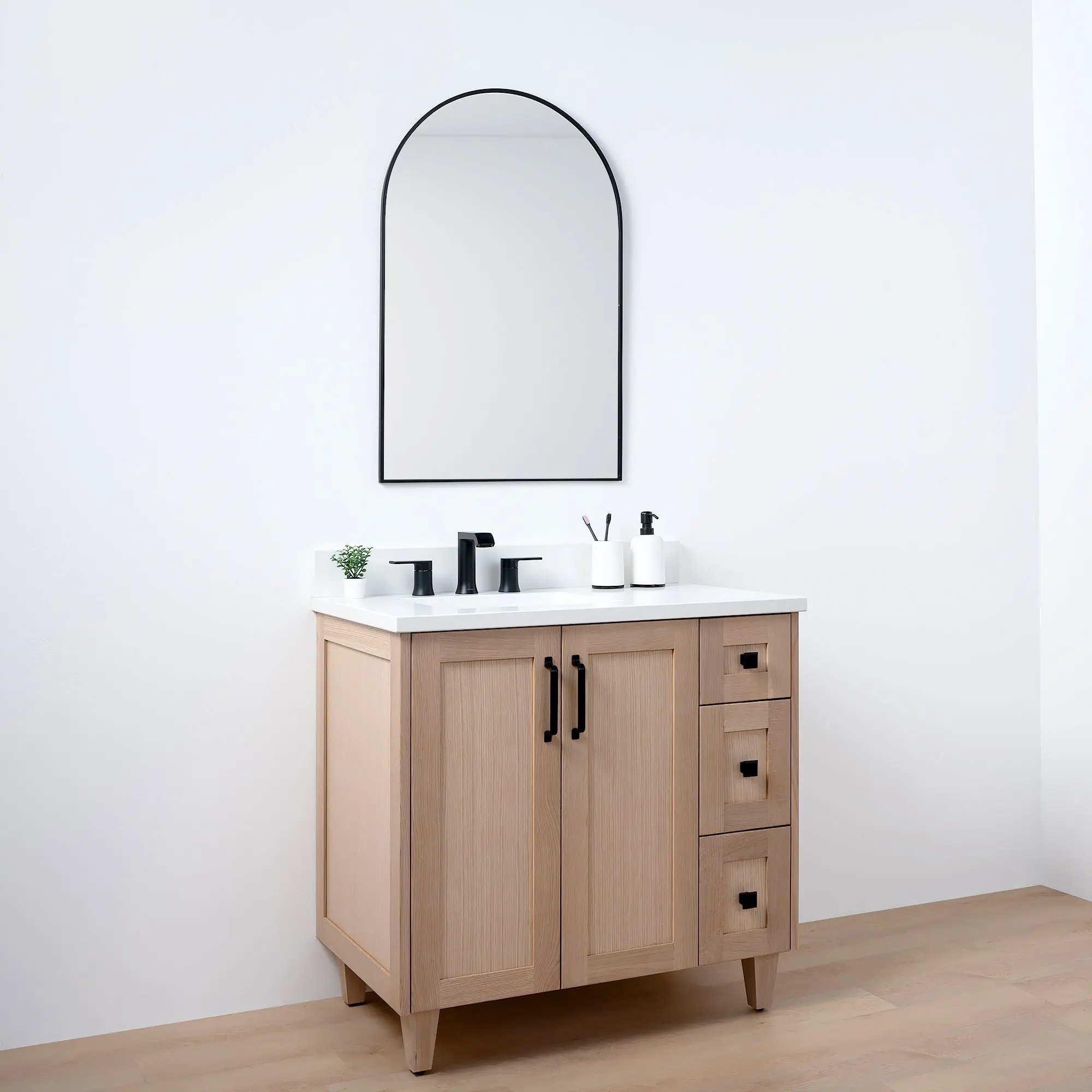 Bridgeport 36" White Oak Bathroom Vanity, Left Sink - Image 5