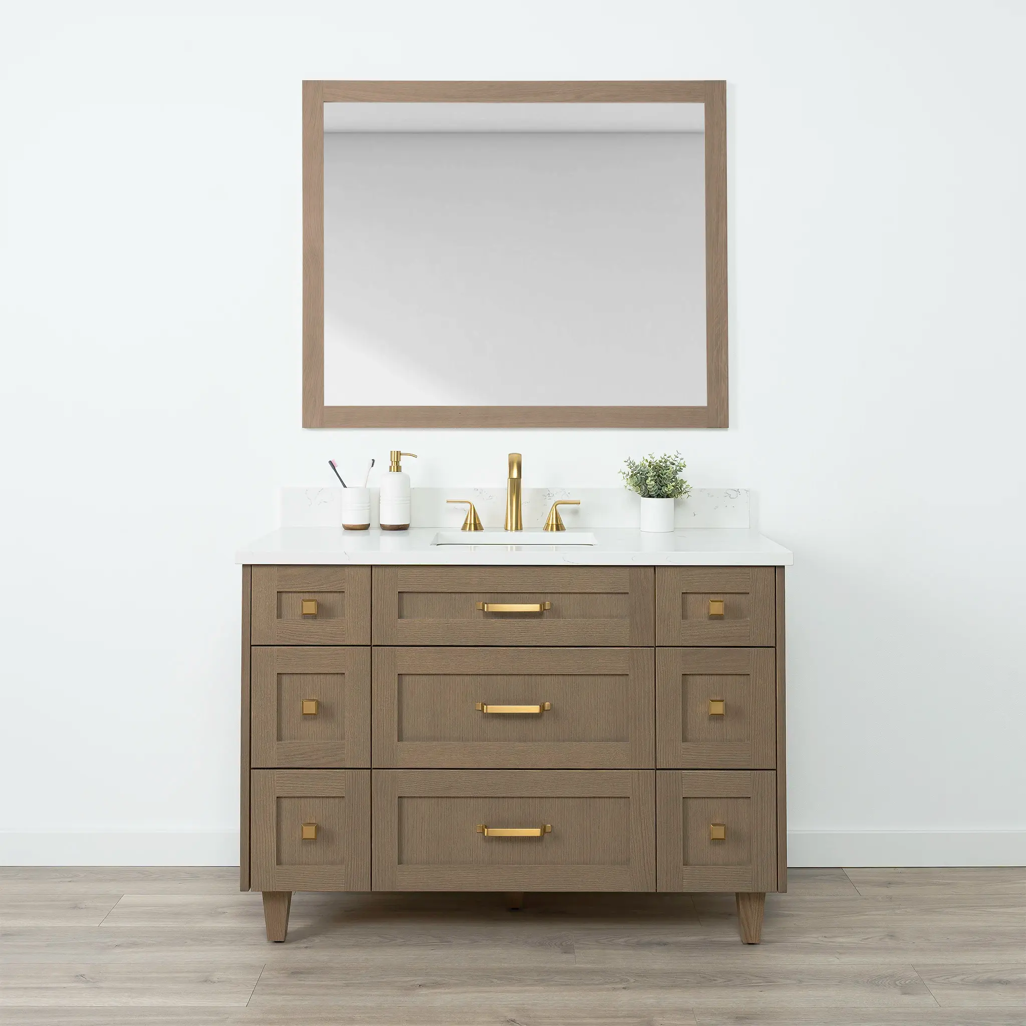 Bridgeport 48" Almond Coast Bathroom Vanity - All Drawers - Image 2