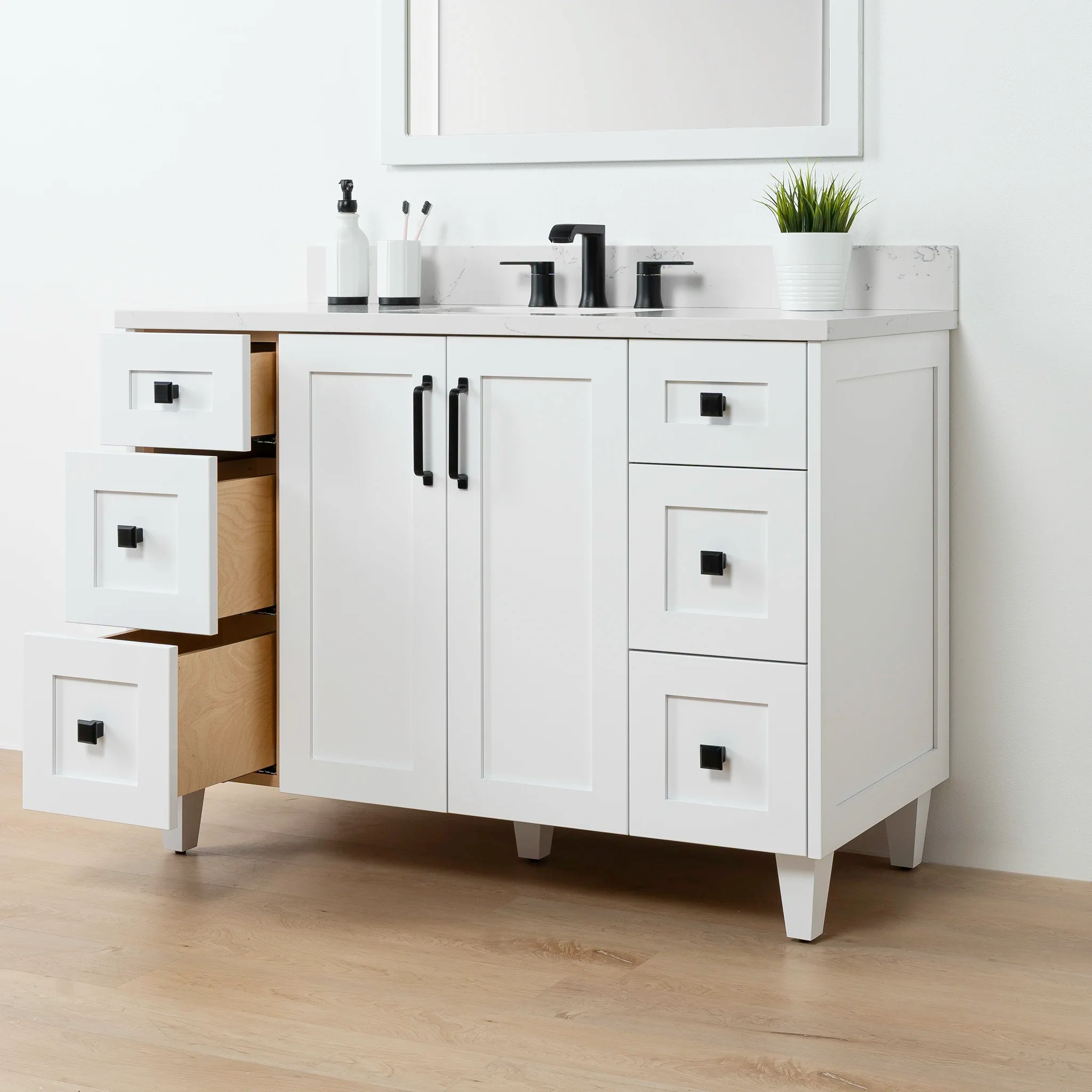 Bridgeport 48" Satin White Bathroom Vanity - Image 10