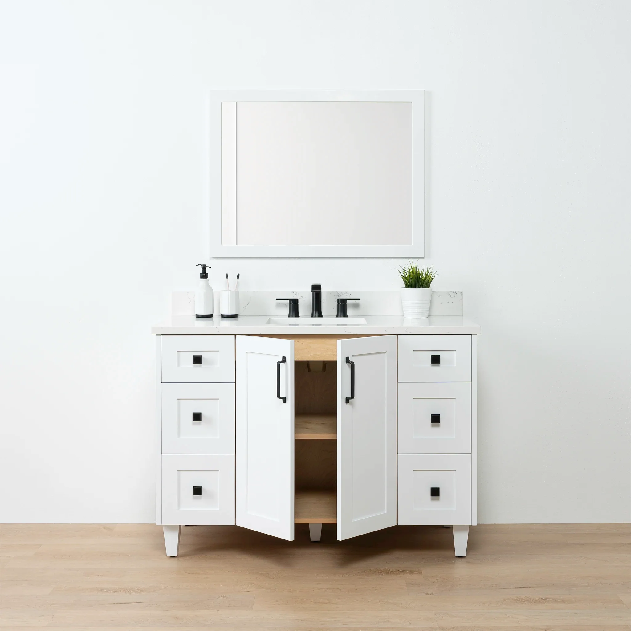 Bridgeport 48" Satin White Bathroom Vanity - Image 3