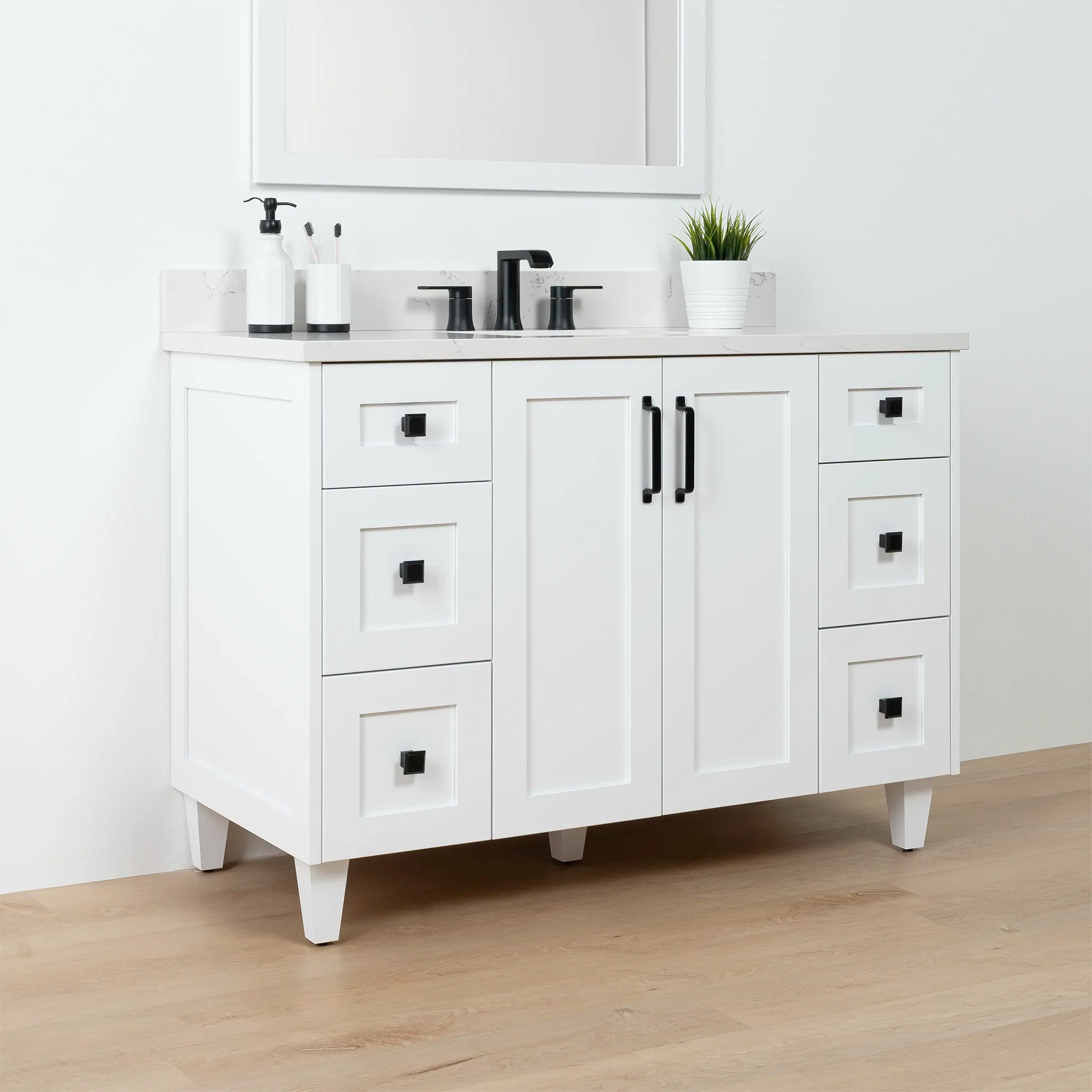Bridgeport 48" Satin White Bathroom Vanity - Image 5