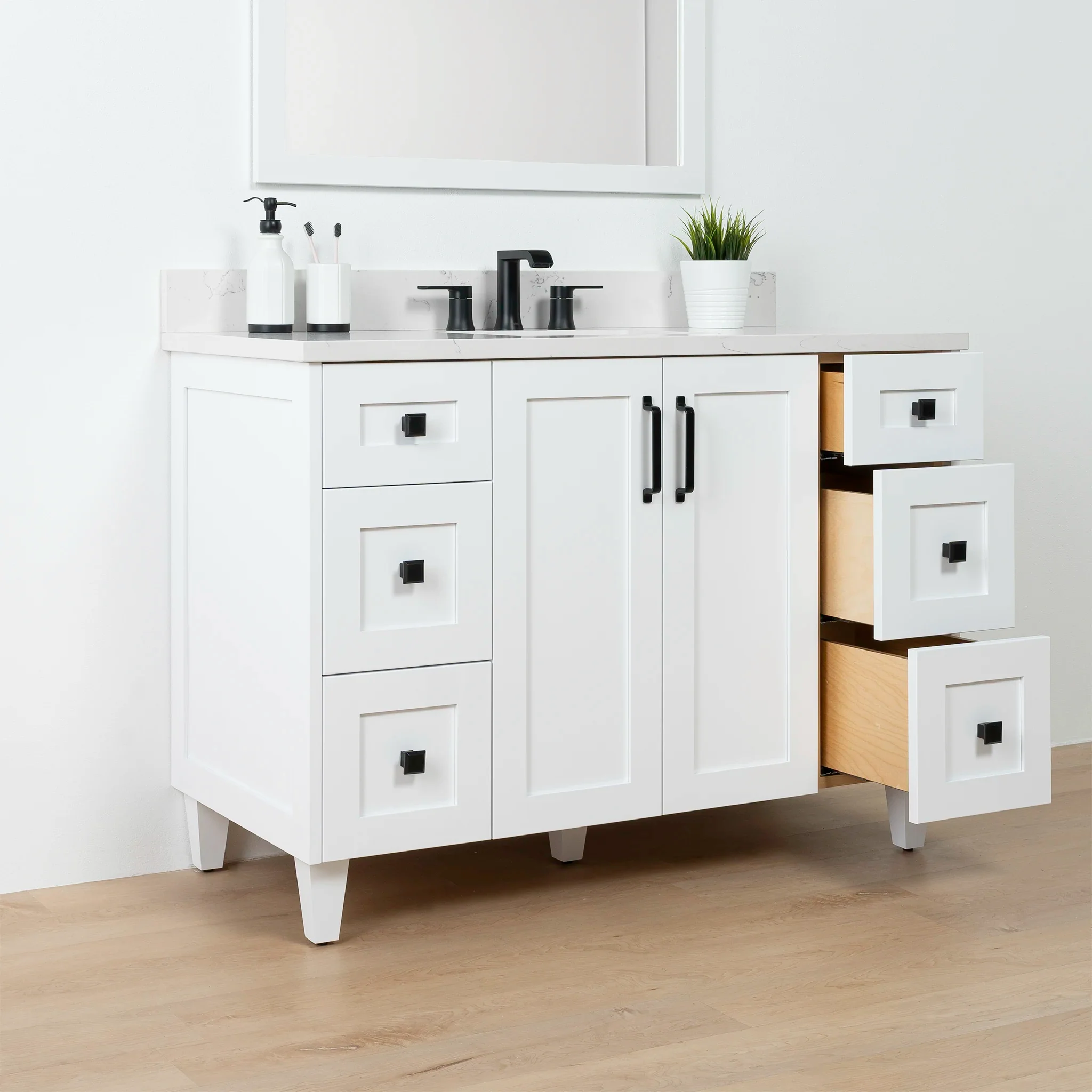 Bridgeport 48" Satin White Bathroom Vanity - Image 6