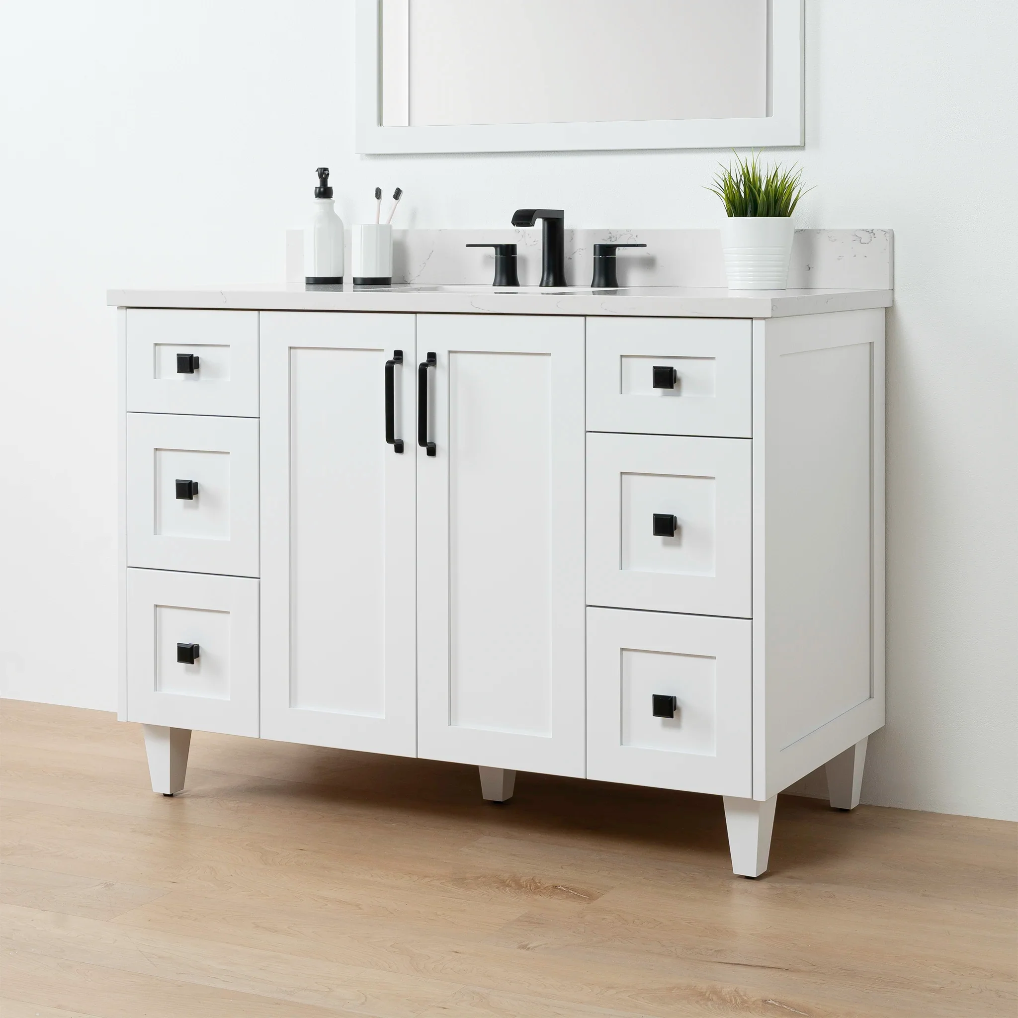 Bridgeport 48" Satin White Bathroom Vanity - Image 9