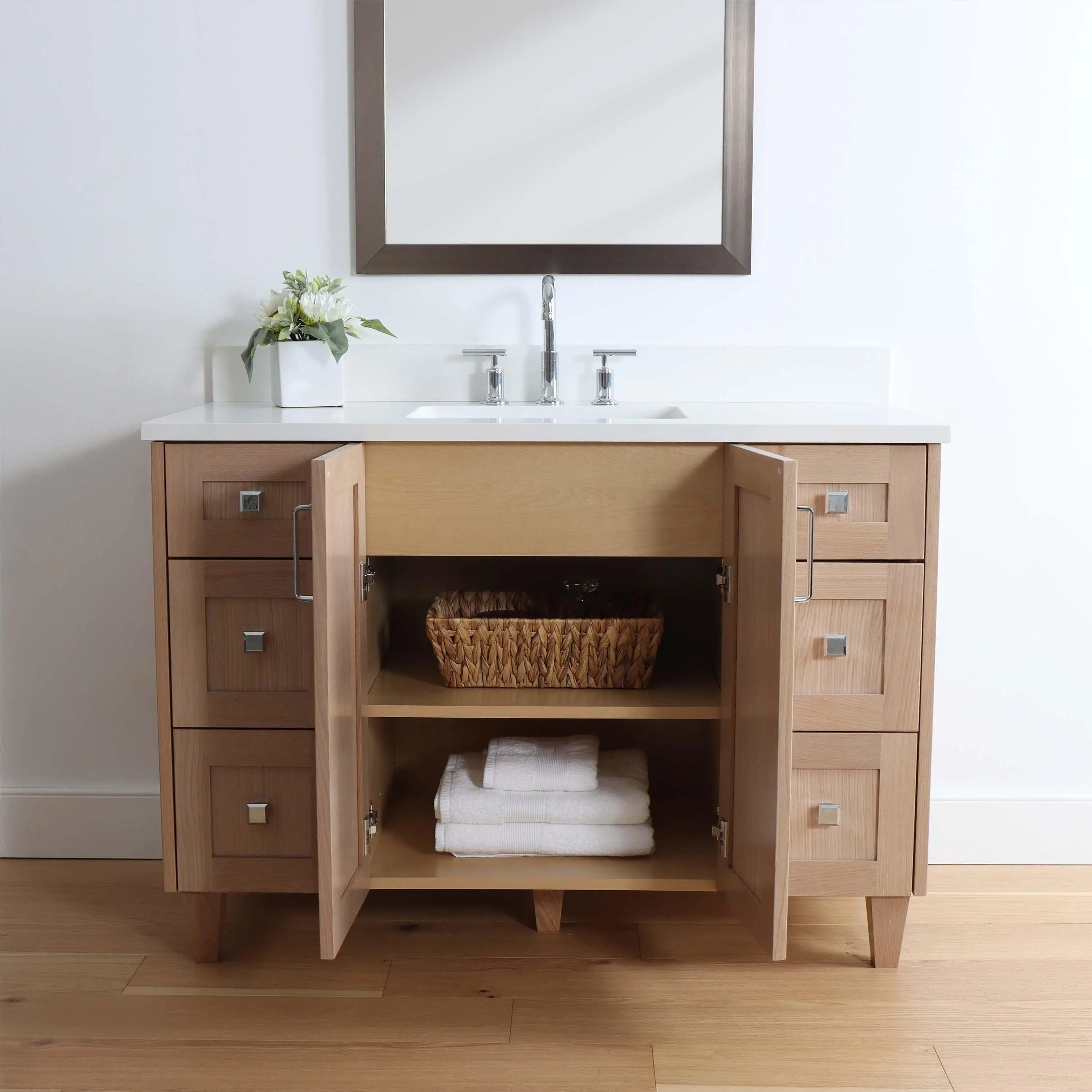 Bridgeport 48" White Oak Bathroom Vanity - Image 4