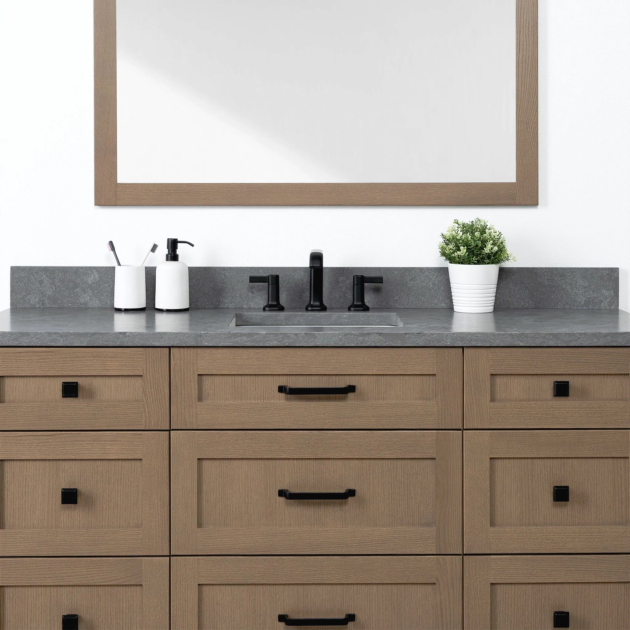 Bridgeport 60" Almond Coast Bathroom Vanity - All Drawers - Image 3