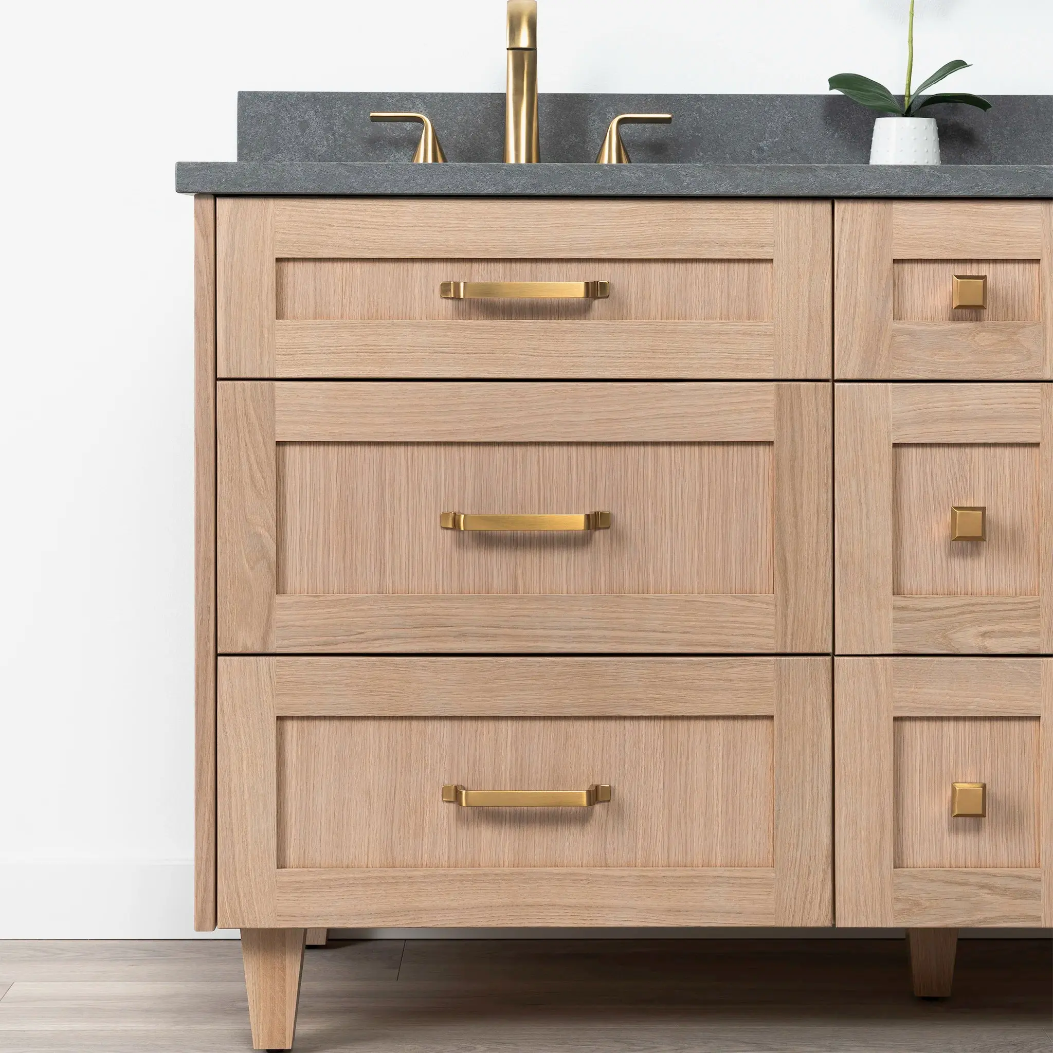Bridgeport 60" White Oak Bathroom Vanity, Double Sink - All Drawers - Image 12