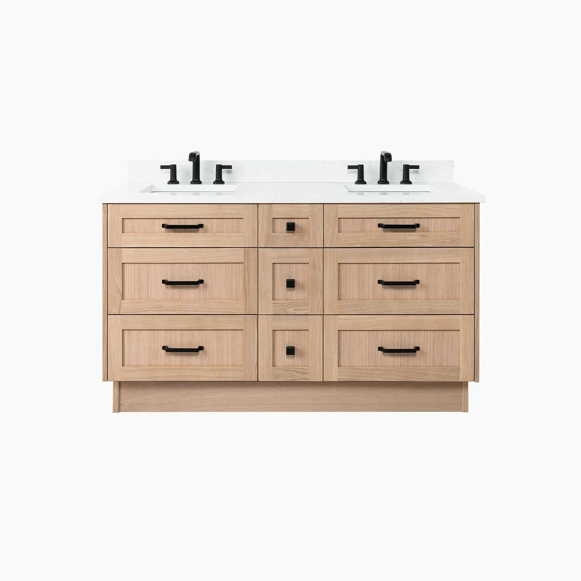 Bridgeport 60" White Oak Bathroom Vanity, Double Sink - All Drawers - Image 17
