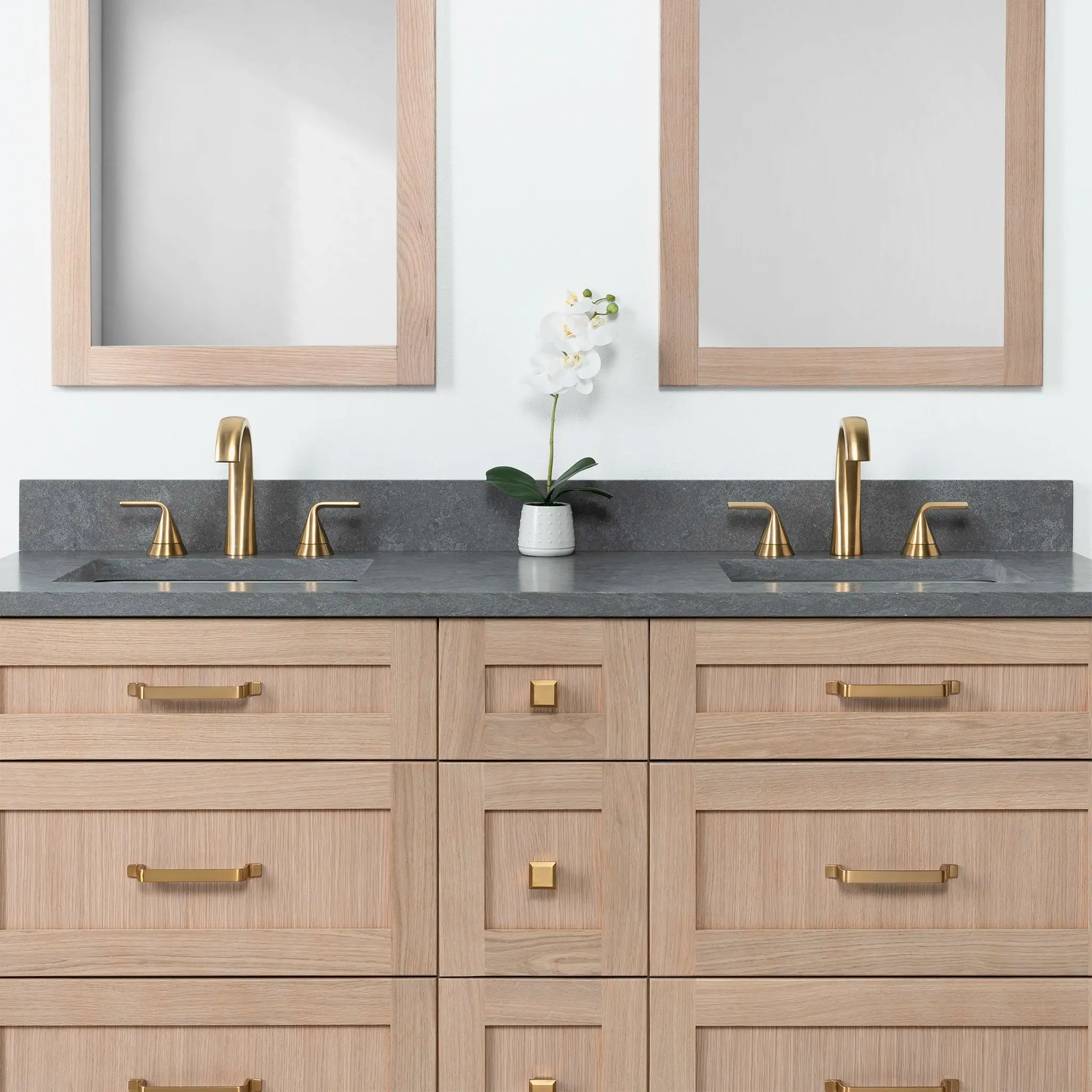 Bridgeport 60" White Oak Bathroom Vanity, Double Sink - All Drawers - Image 3