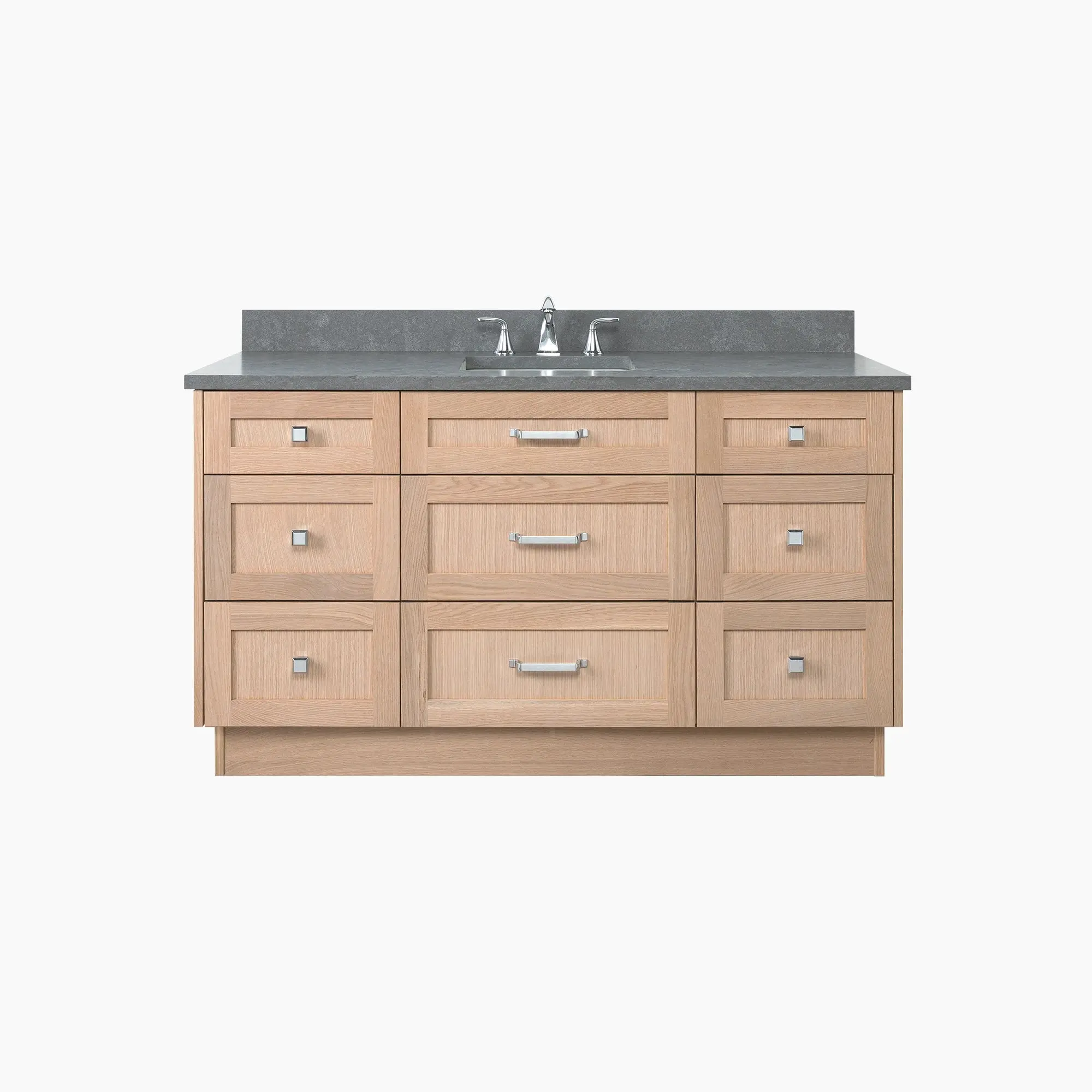 Bridgeport 60" White Oak Bathroom Vanity - All Drawers - Image 17
