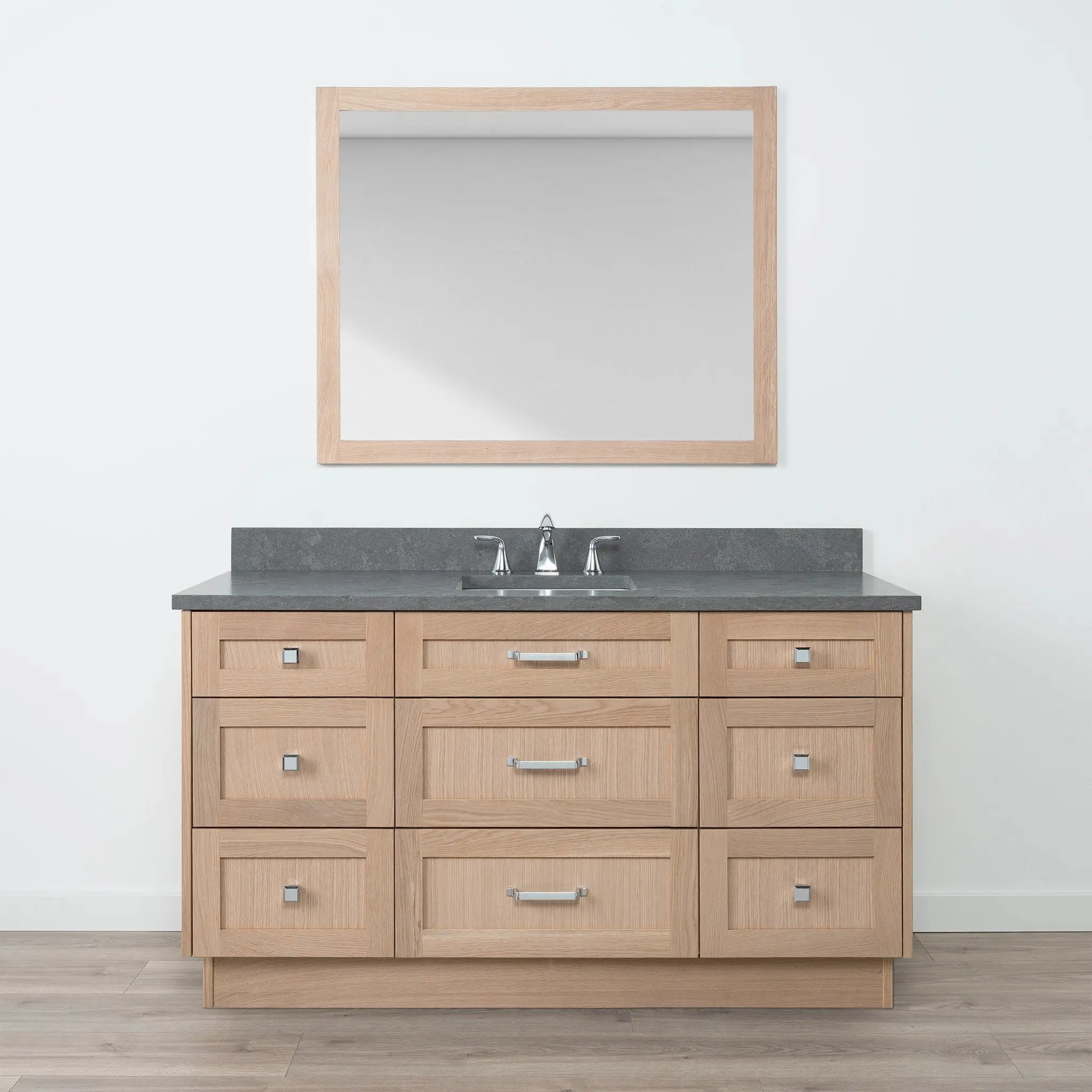 Bridgeport 60" White Oak Bathroom Vanity - All Drawers - Image 18