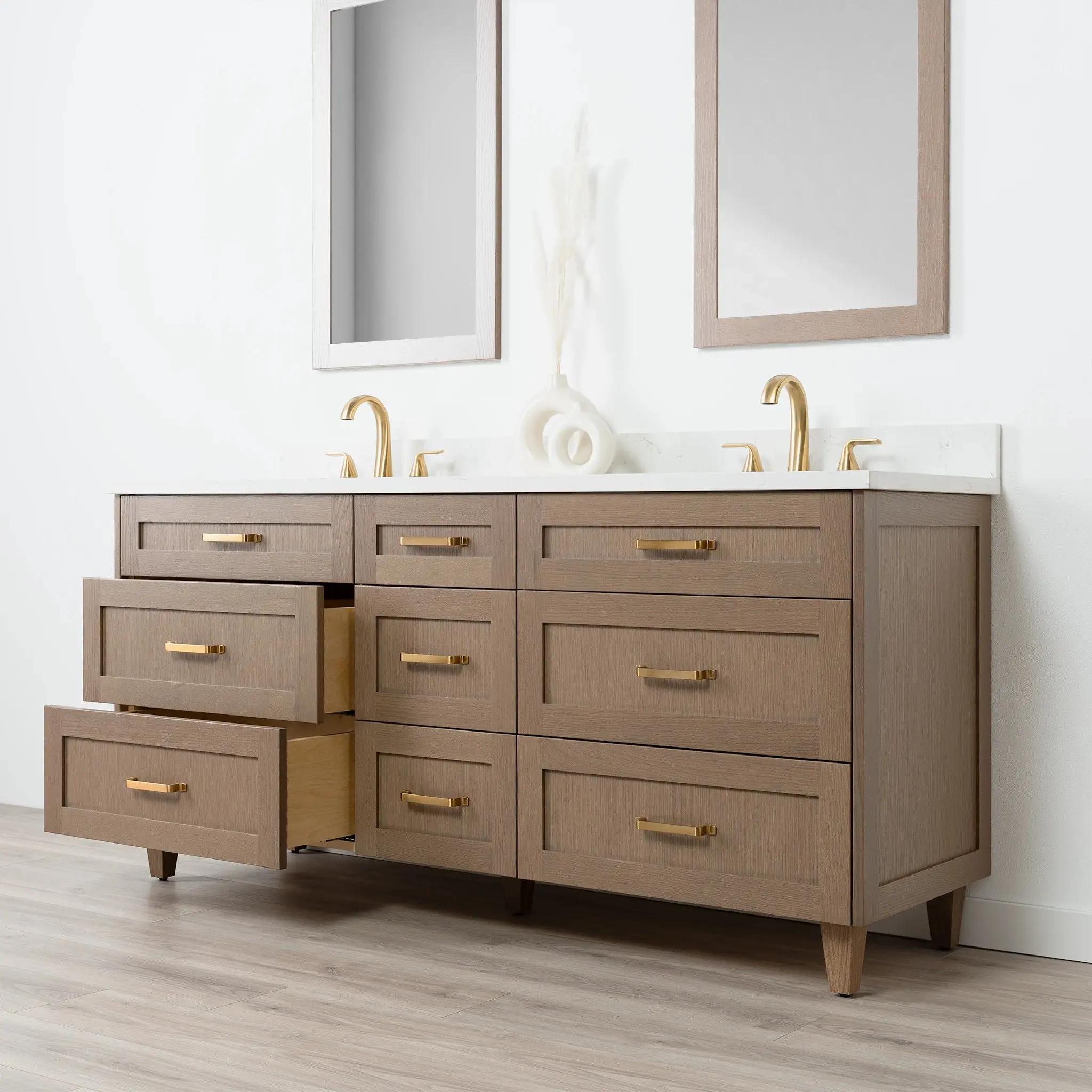 Bridgeport 72" Almond Coast Bathroom Vanity, Double Sink - All Drawers - Image 7