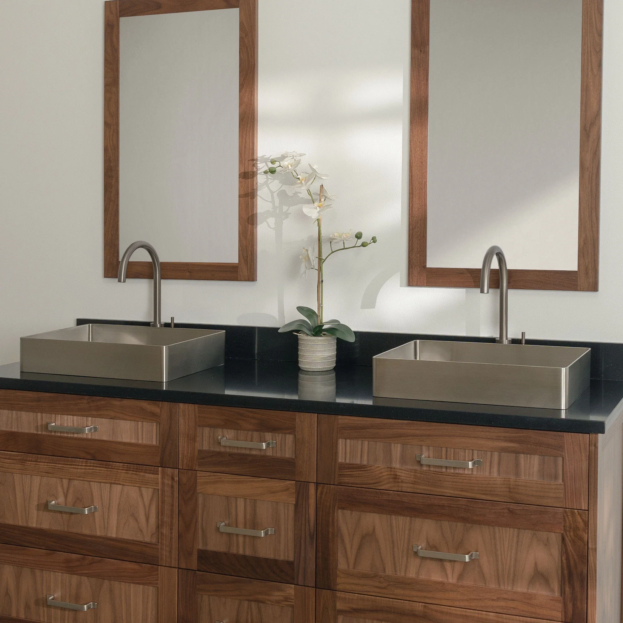 Bridgeport 72" American Black Walnut Bathroom Vanity, Double Sink - All Drawers - Image 17
