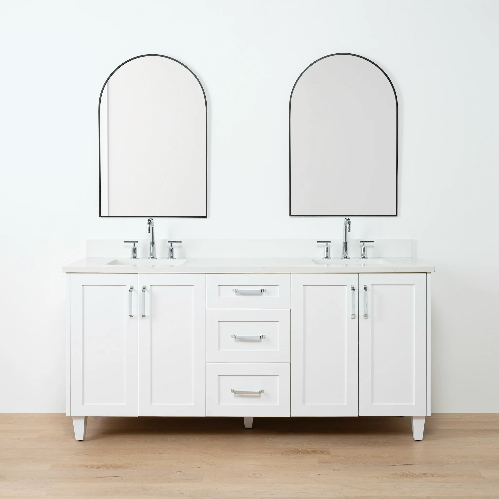 Bridgeport 72" Satin White Bathroom Vanity, Double Sink - Image 13