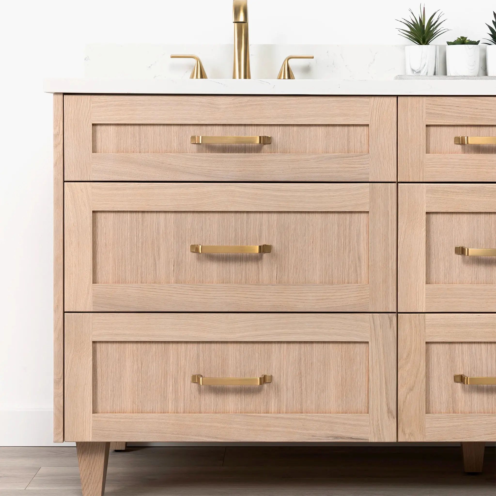 Bridgeport 72" White Oak Bathroom Vanity, Double Sink - All Drawers - Image 10