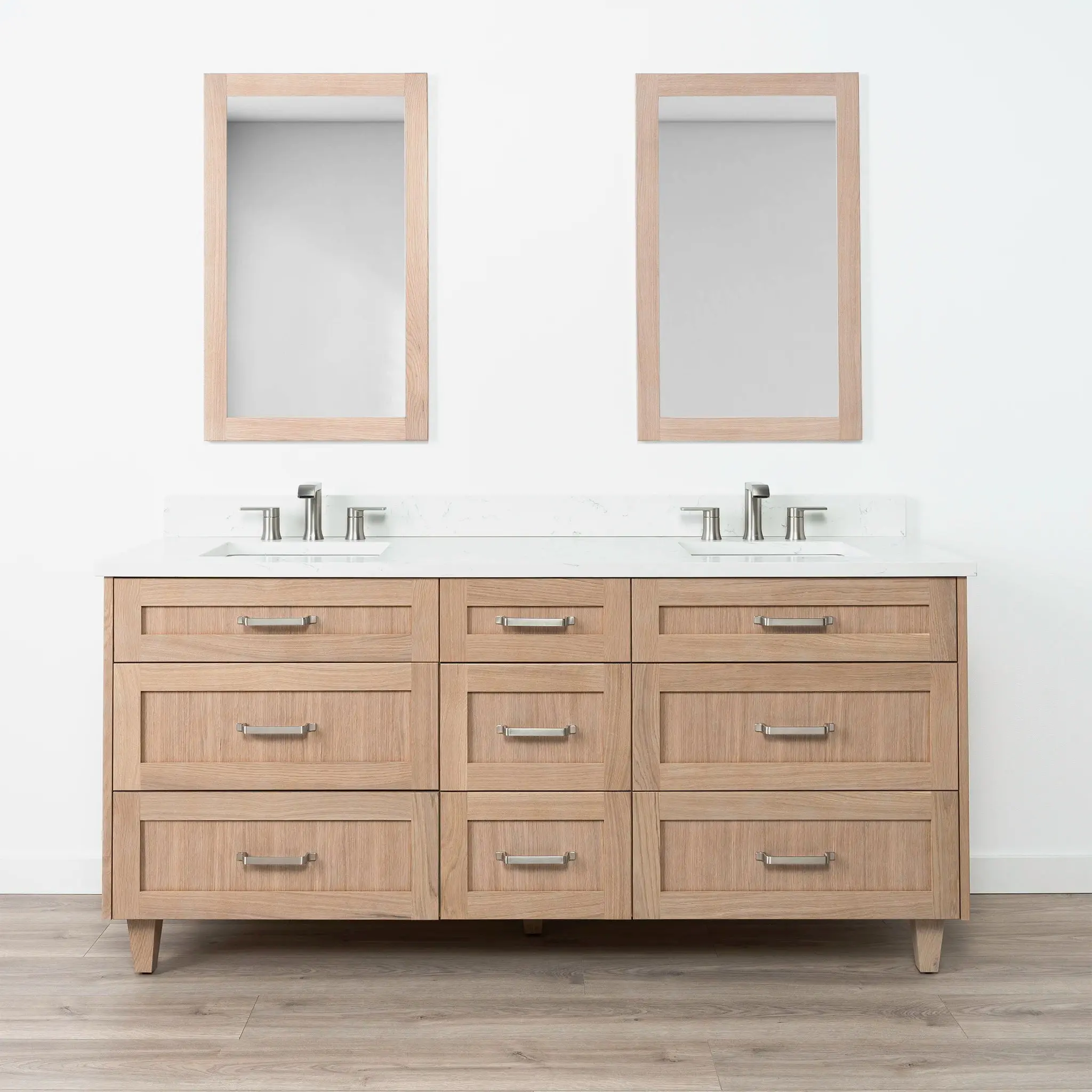 Bridgeport 72" White Oak Bathroom Vanity, Double Sink - All Drawers - Image 13