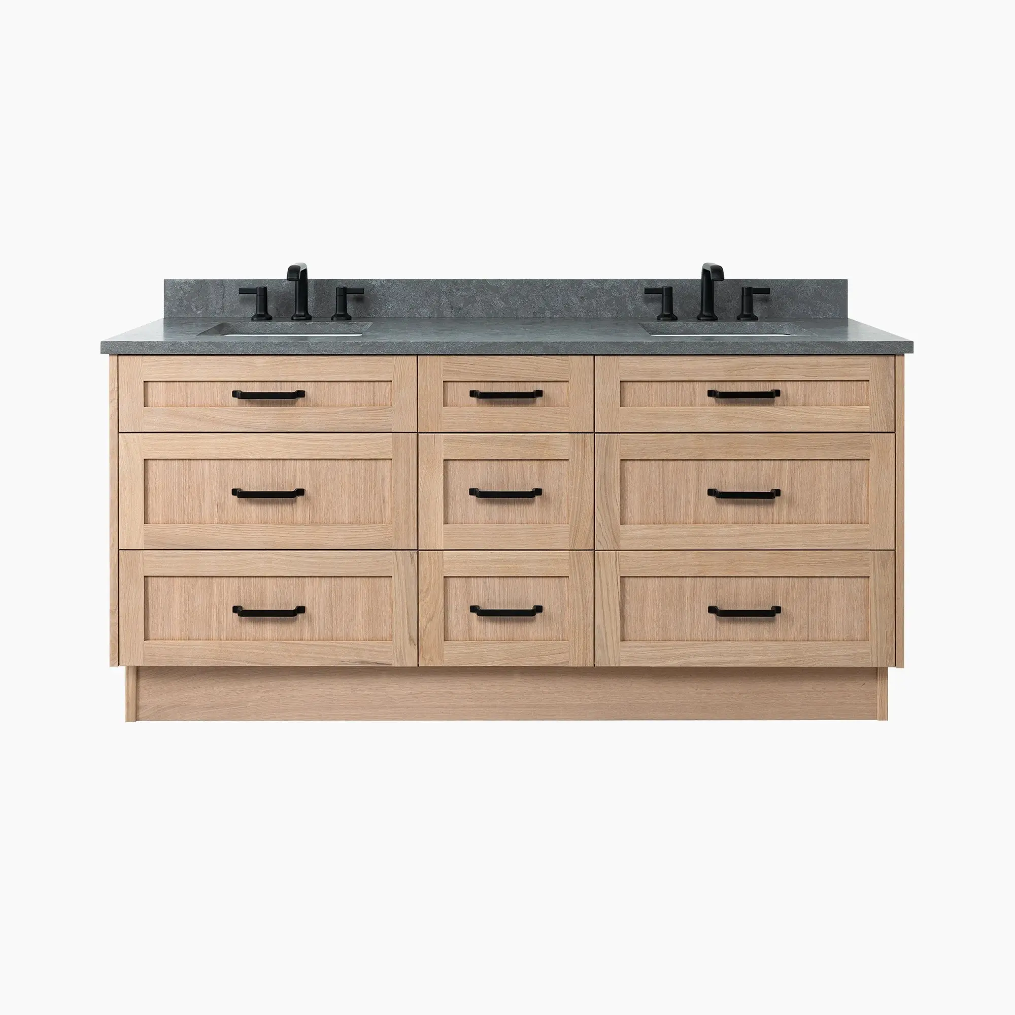 Bridgeport 72" White Oak Bathroom Vanity, Double Sink - All Drawers - Image 16