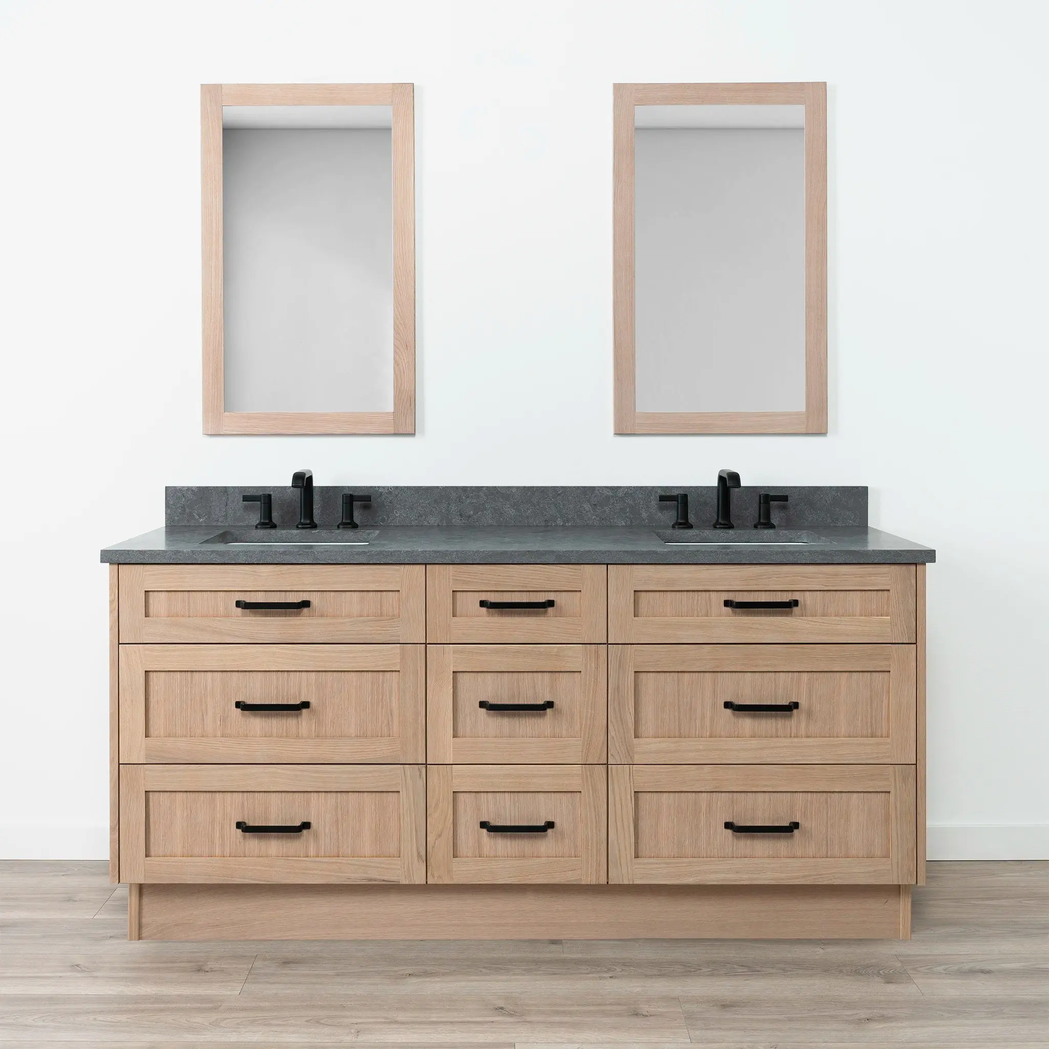 Bridgeport 72" White Oak Bathroom Vanity, Double Sink - All Drawers - Image 17