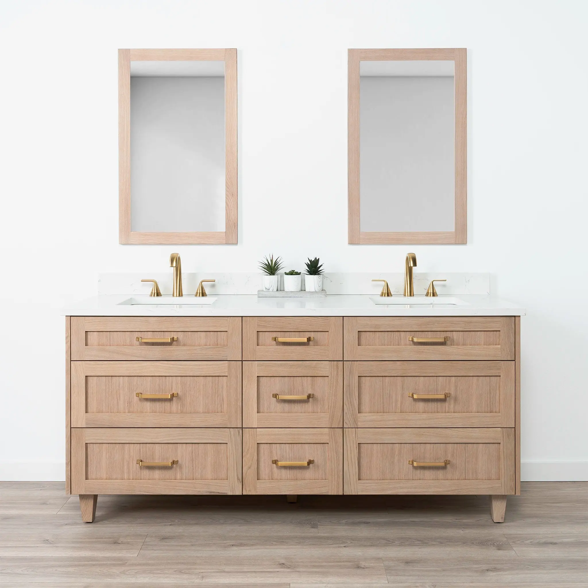 Bridgeport 72" White Oak Bathroom Vanity, Double Sink - All Drawers - Image 2