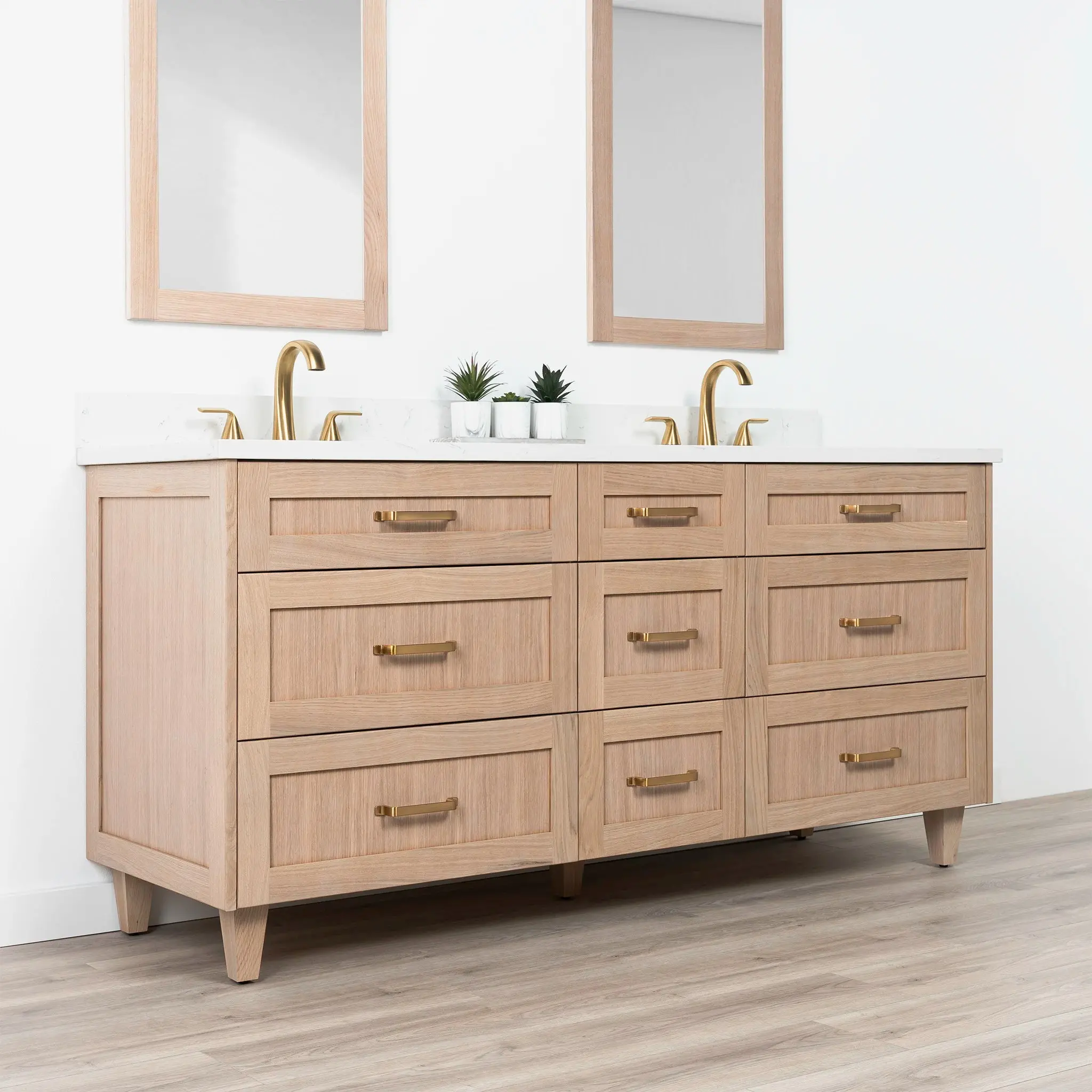Bridgeport 72" White Oak Bathroom Vanity, Double Sink - All Drawers - Image 4