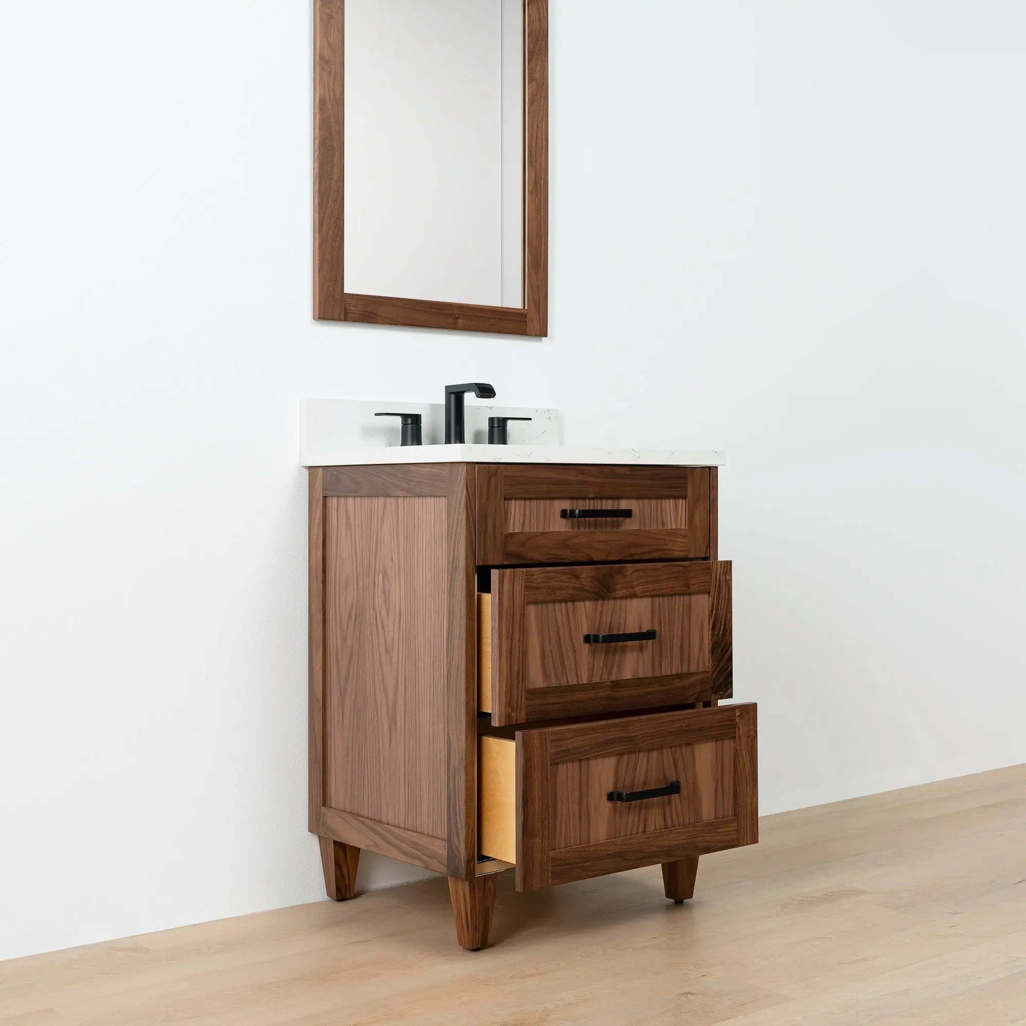 Bridgeport 24" American Black Walnut Bathroom Vanity - All Drawers - Image 4