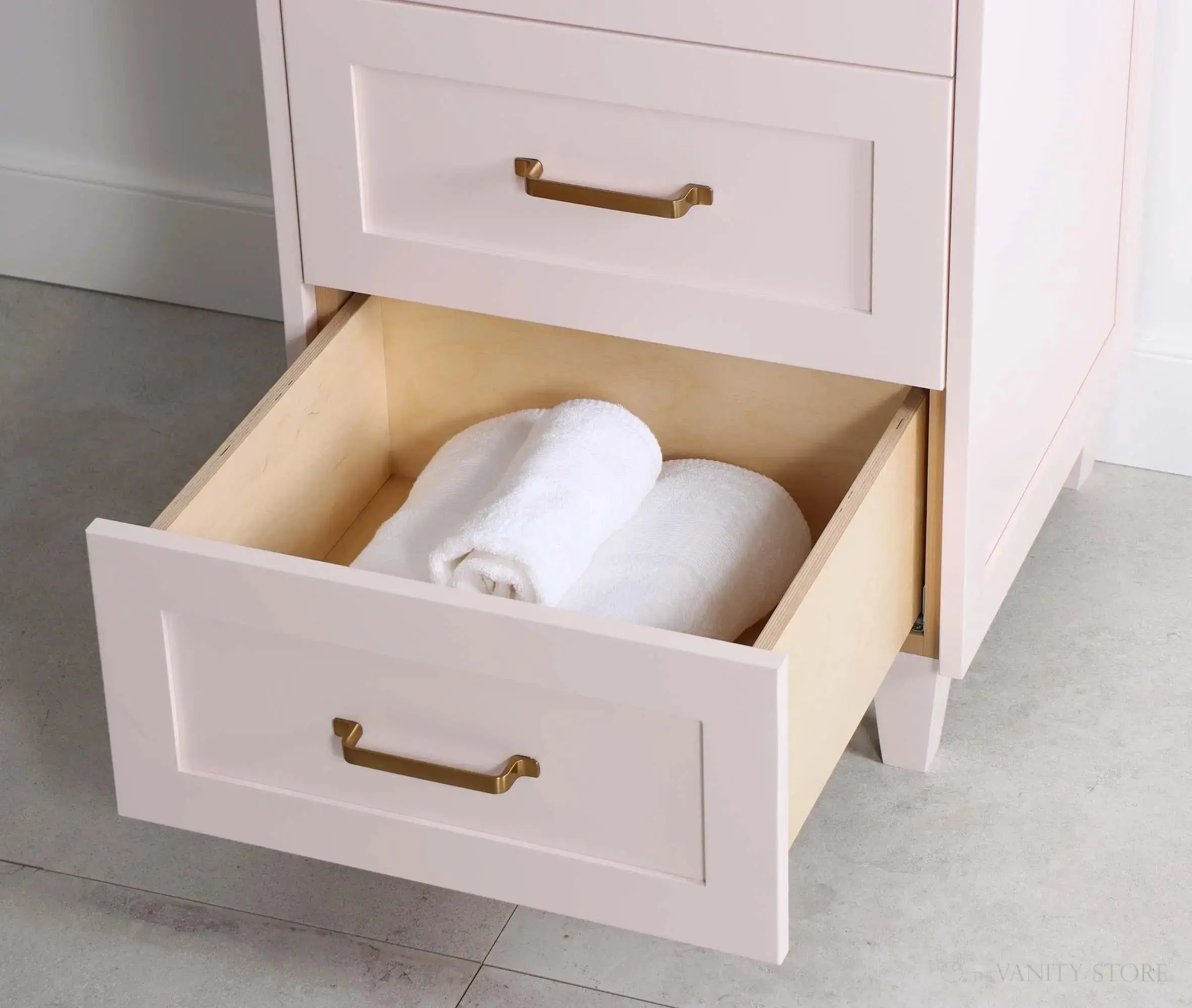 Bridgeport SLIM 24" Champagne Pink Bathroom Vanity - All Drawers - Image 8
