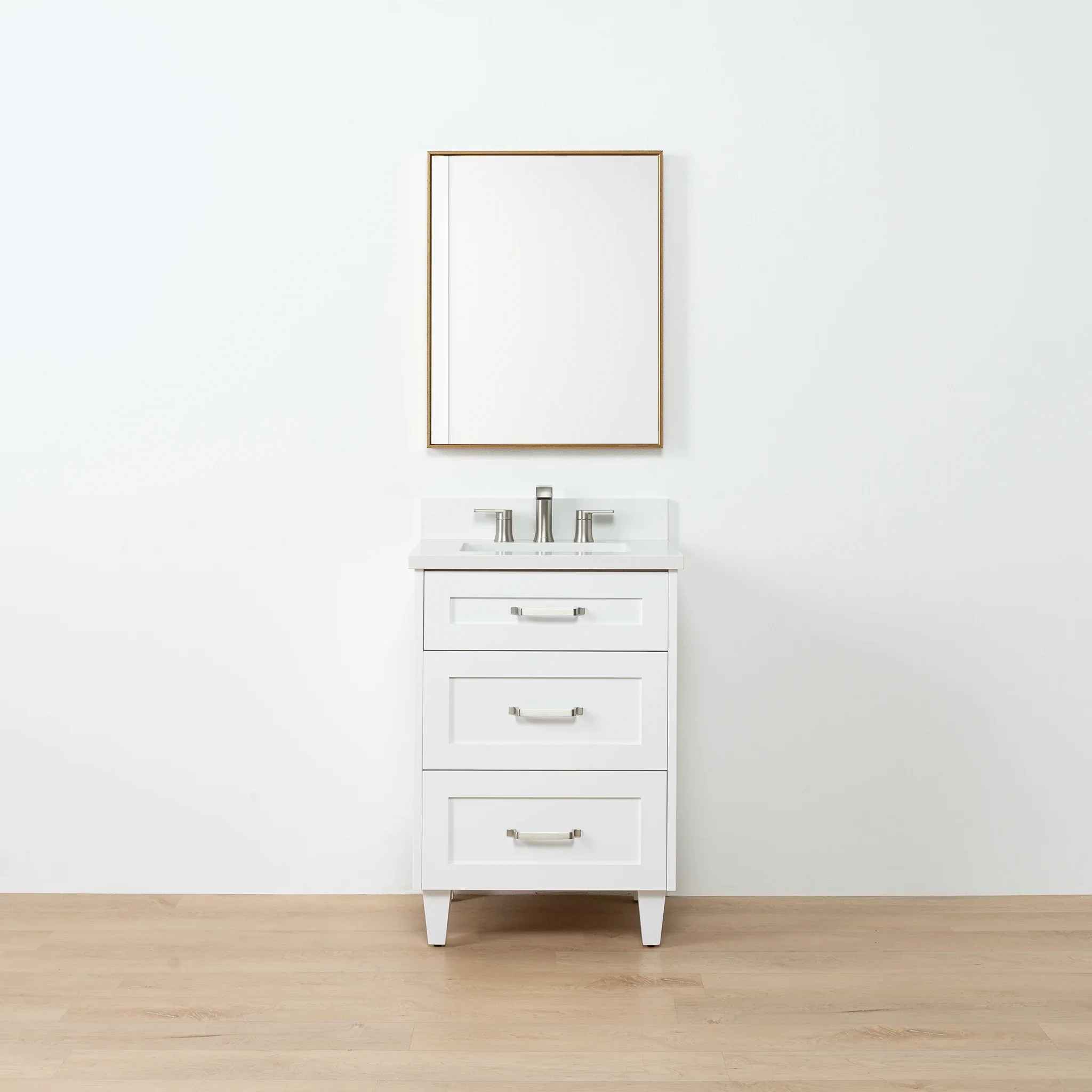 Bridgeport SLIM 24" Satin White Bathroom Vanity - All Drawers - Image 12